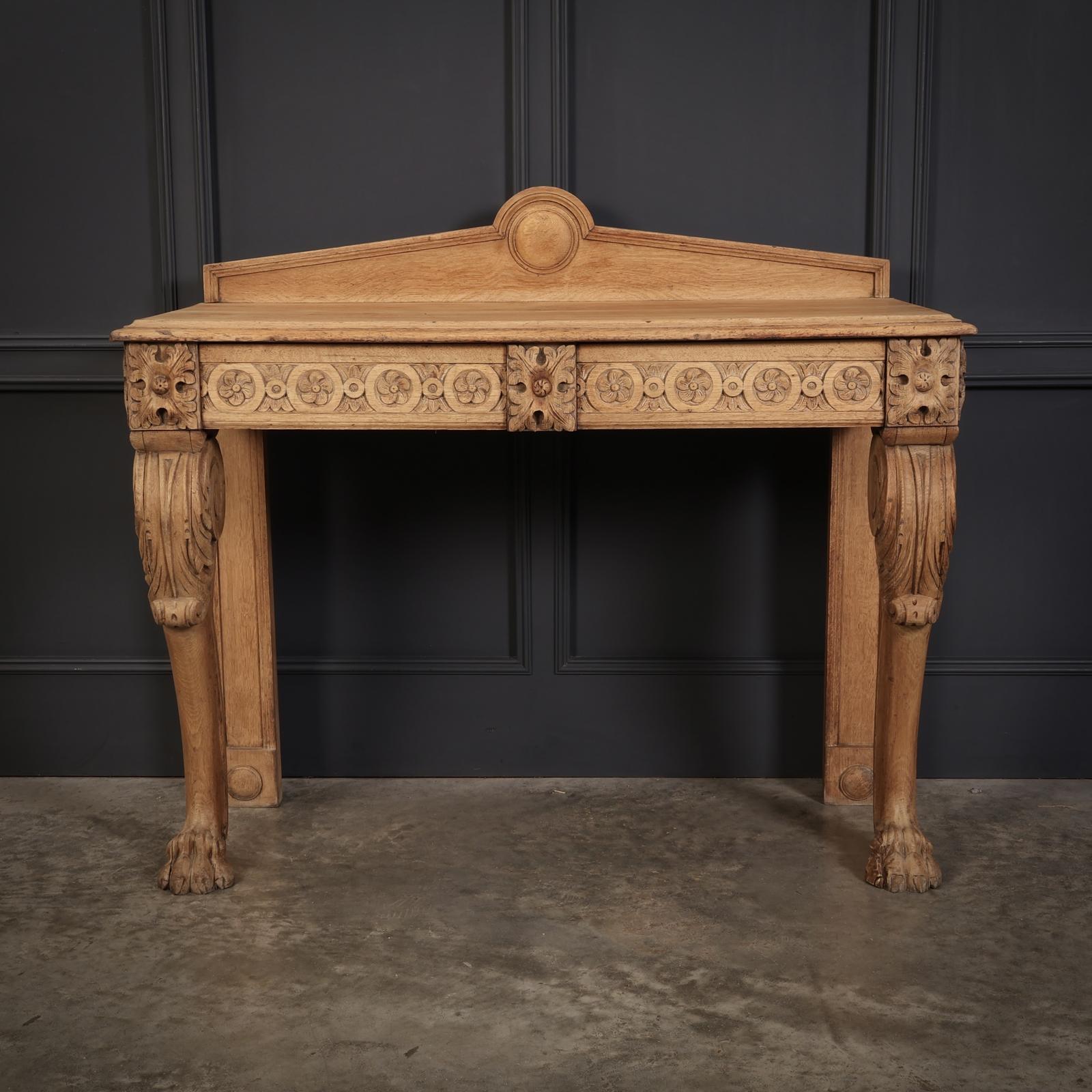 Antique Carved Bleached Oak Console Table (1 of 15) Antique Carved Bleached Oak Console Table (1 of 15)