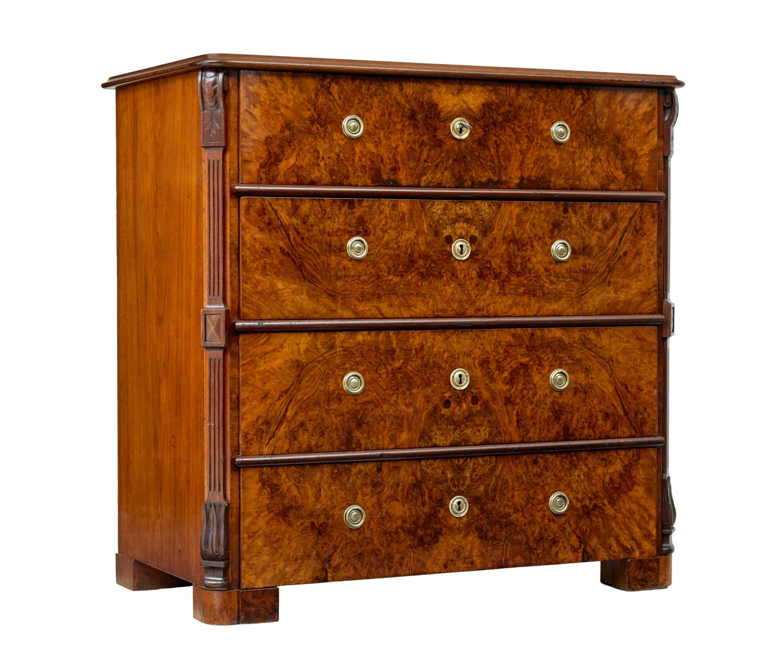 Swedish 19th Century Burr Walnut Chest of Drawers (1 of 9)