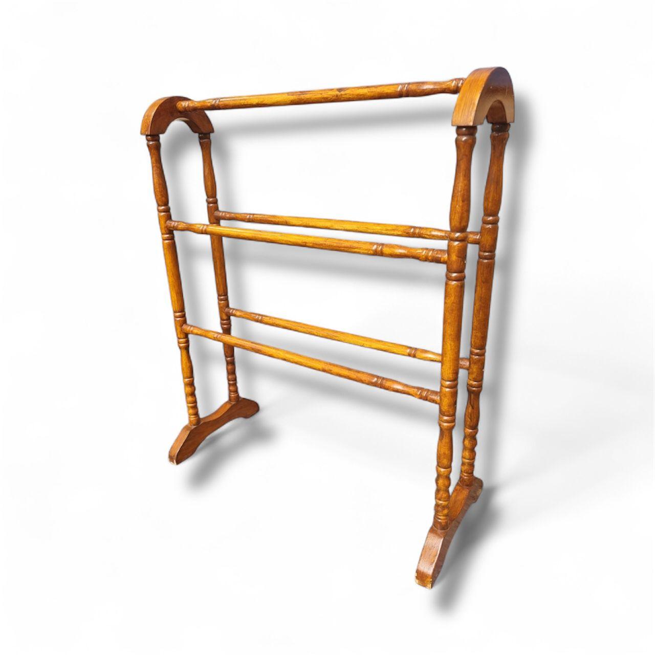 Antique Pine Towel Rail / Turned Wood Blanket Stand / C1910 (1 of 7)