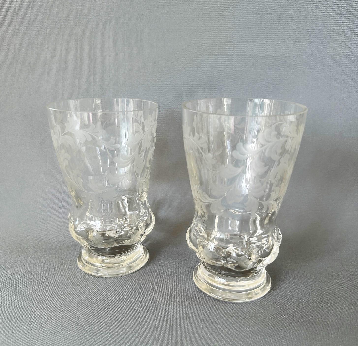 Gorgeous Pair of Bohemian Etched Water / Lemonade Tumblers (1 of 5)