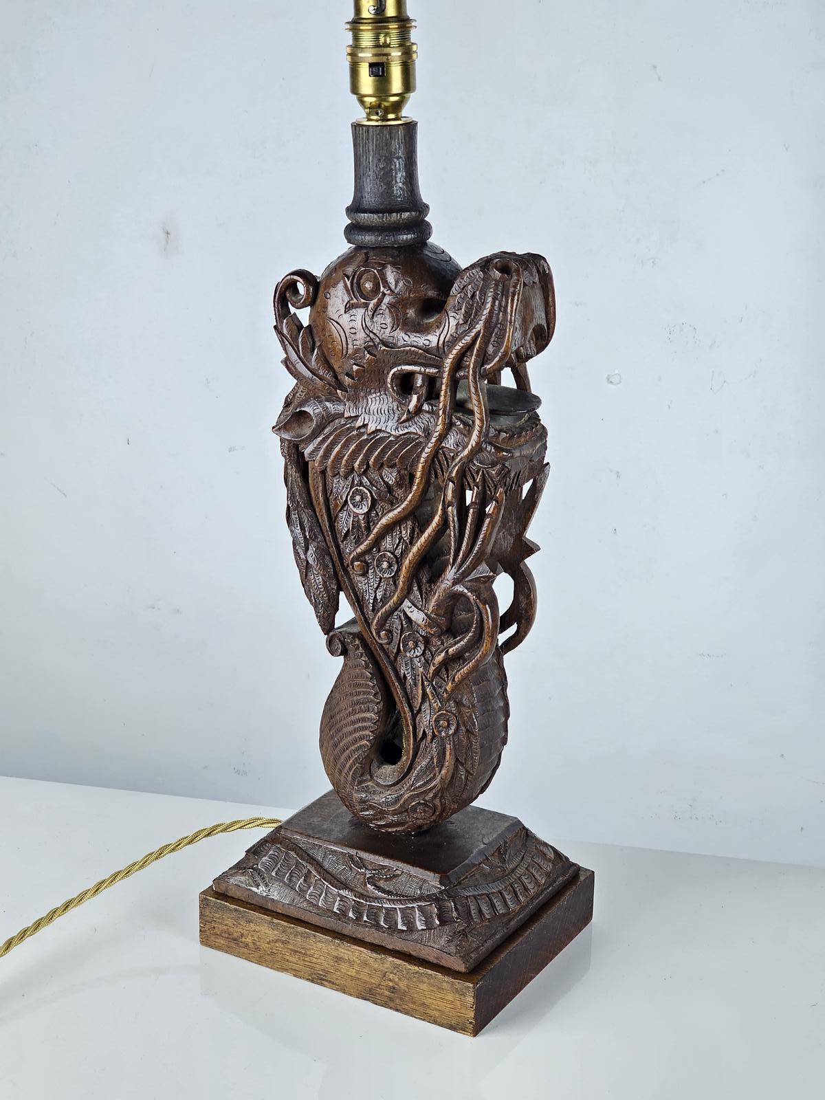 Carved Shenlong Dragon Table Lamp (1 of 15)