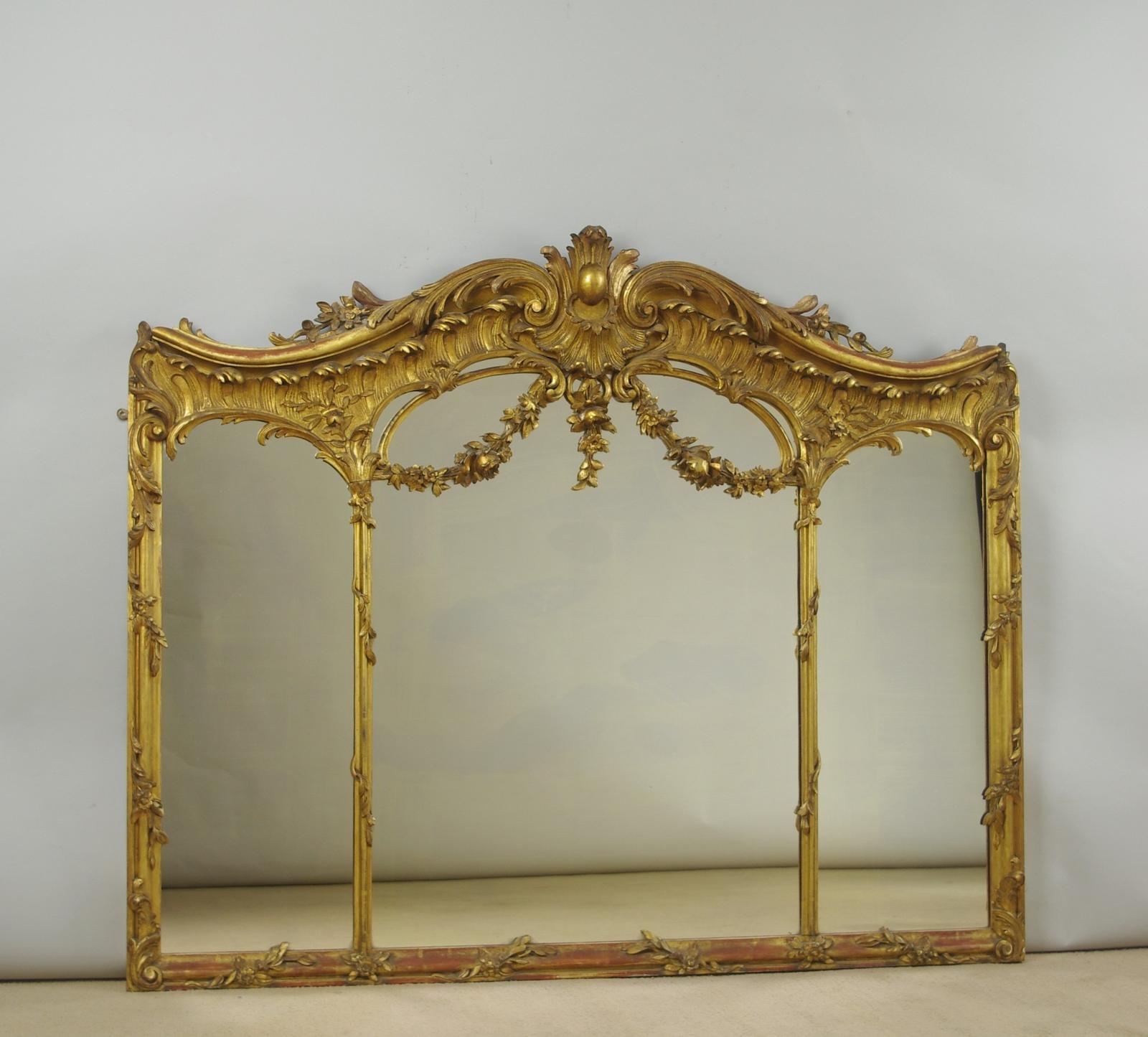 19th Century Rococo Style Giltwood Triple Plate Overmantle Mirror (1 of 11) 19th Century Rococo Style Giltwood Triple Plate Overmantle Mirror (1 of 11)