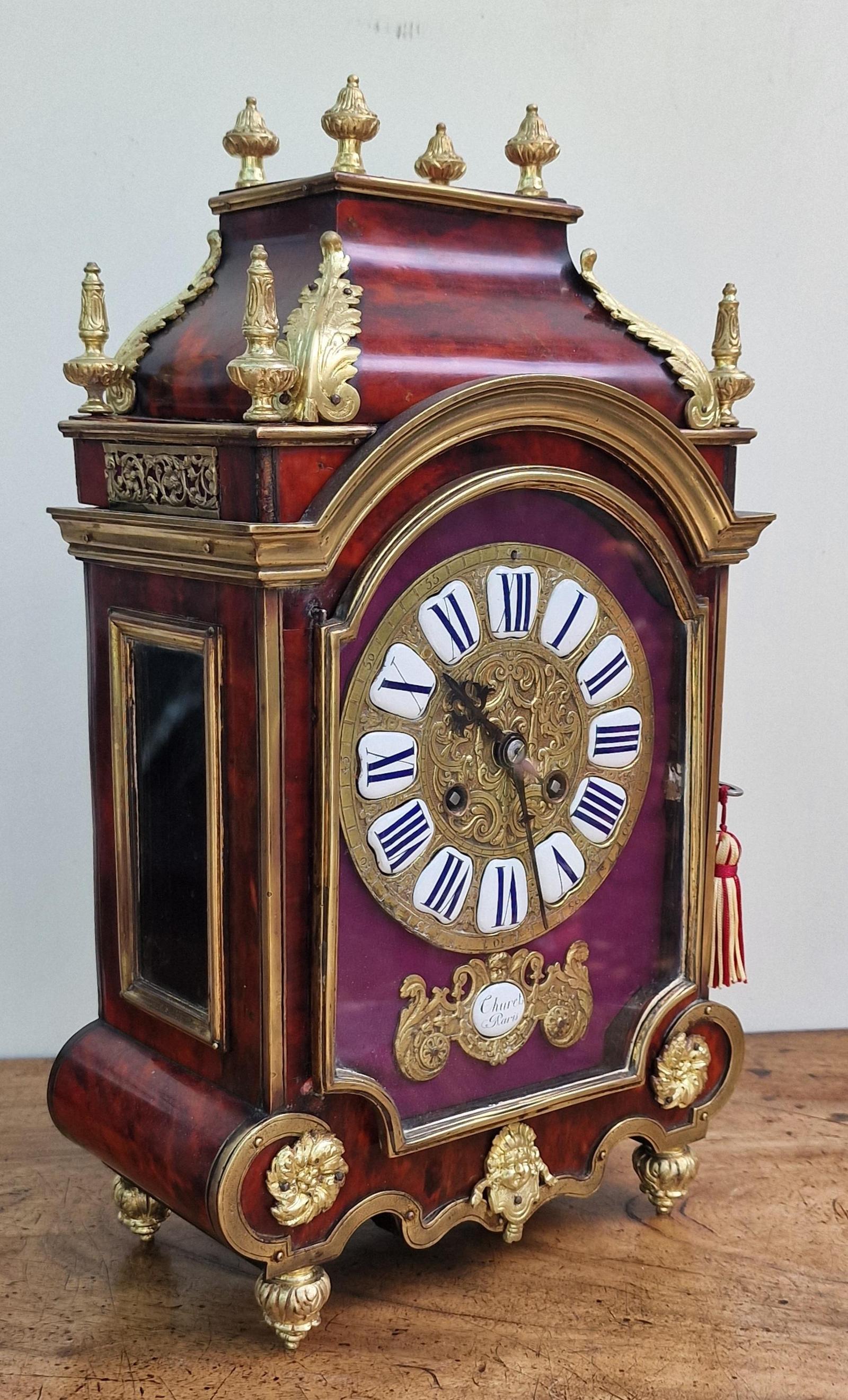Thuret, Paris Tortoiseshell Mantel Clock (1 of 8) Thuret, Paris Tortoiseshell Mantel Clock (1 of 8)
