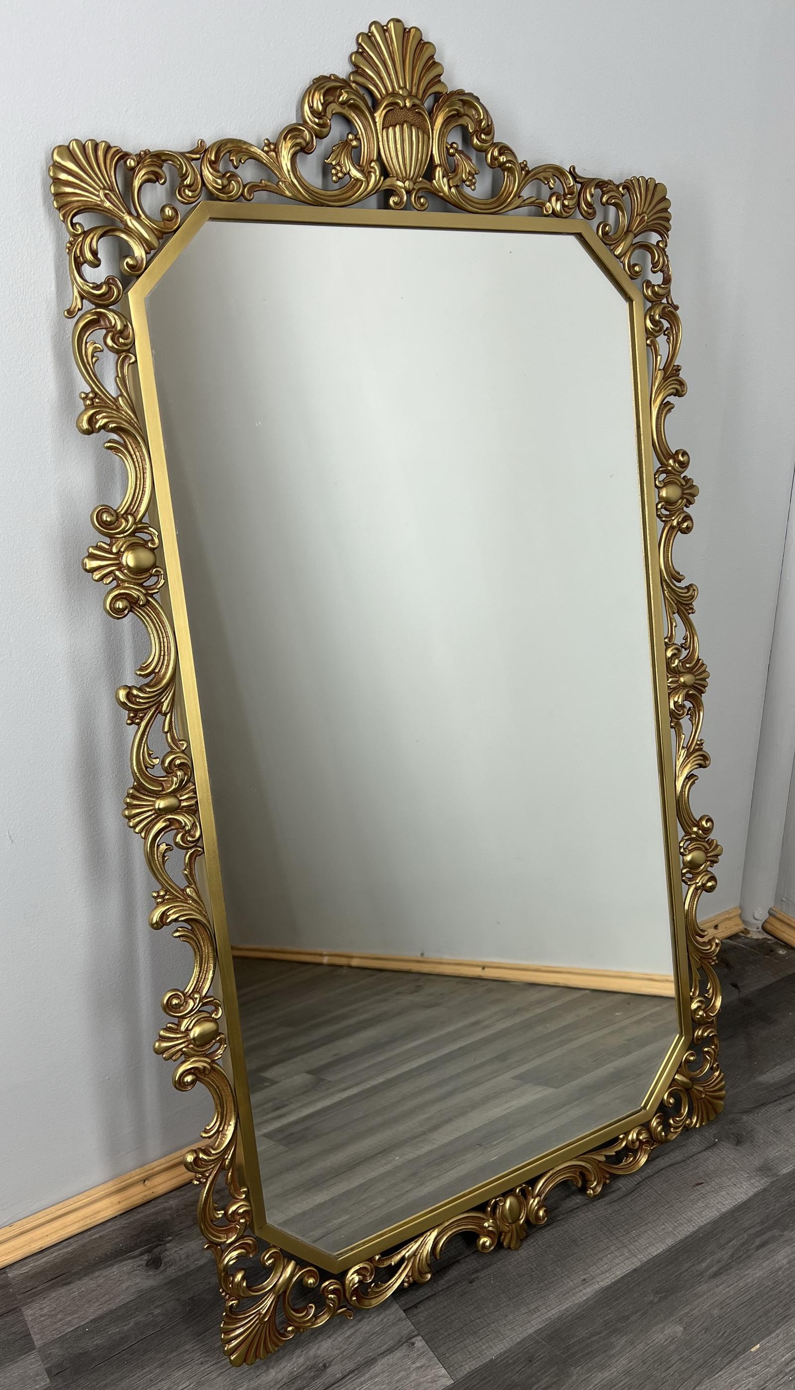 Vintage Gold Wall Mirror | Ornate Scroll Frame Shell Crest (1 of 7)