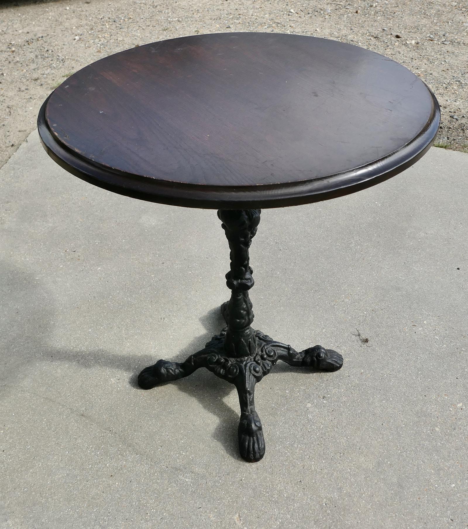Cast Iron and Oak Pub Table Garden Table, 1 of 5 (1 of 5)
