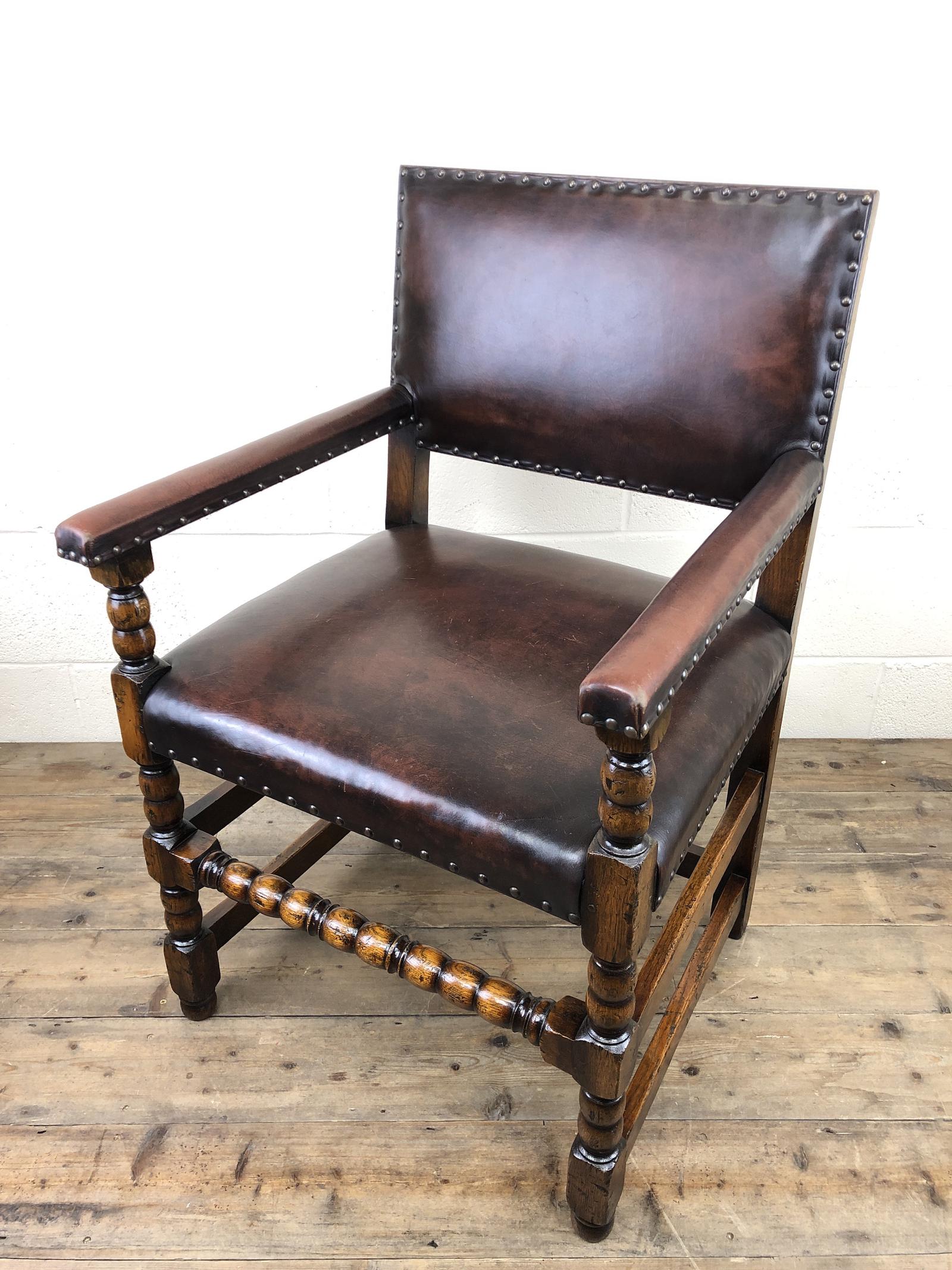 Early 20th Century Oak & Leather Armchair (1 of 10) Early 20th Century Oak & Leather Armchair (1 of 10)