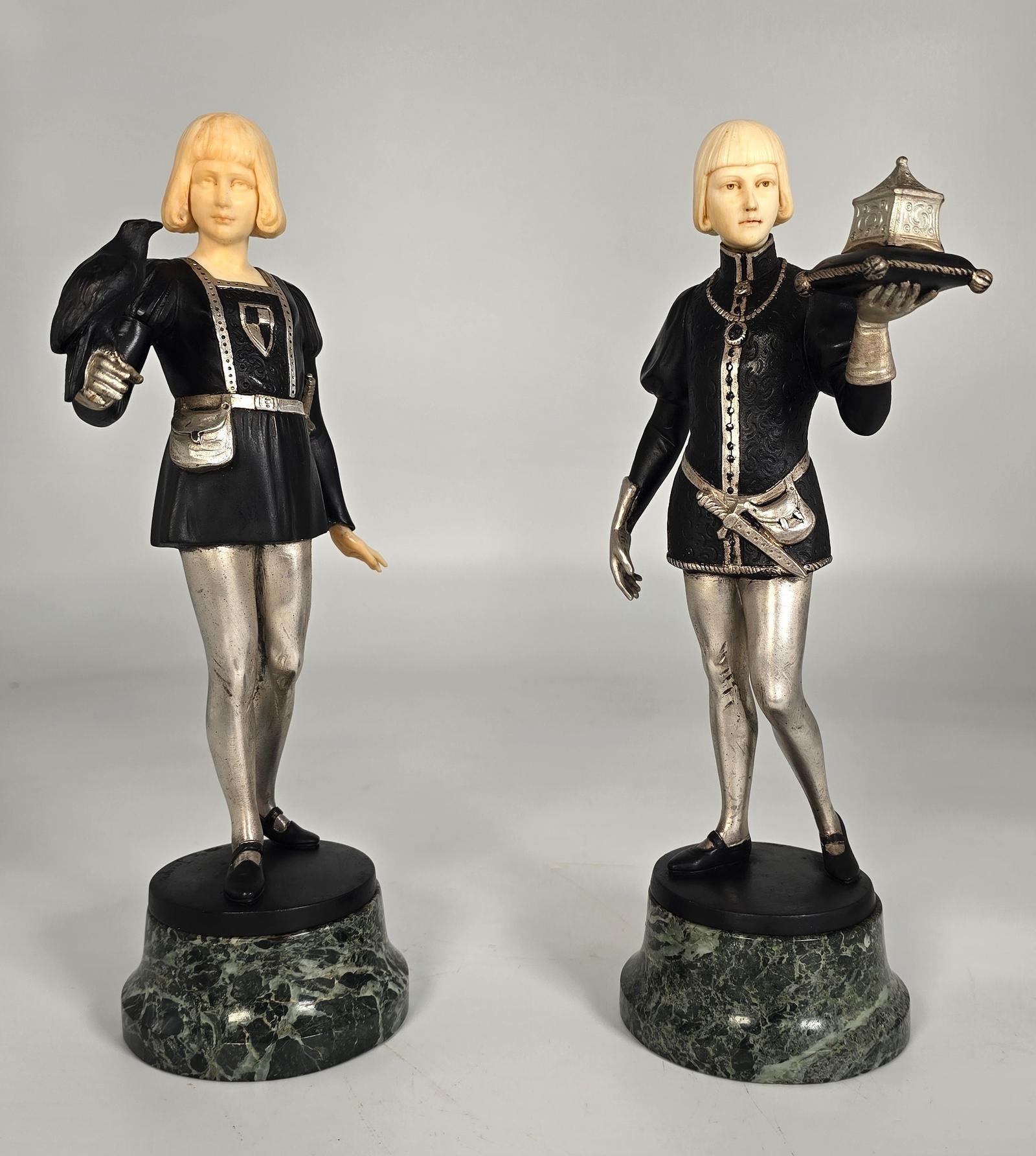 The Falconer & T Casket Bearer - Pair of Ivory & Cold Painted Figures (1 of 29)