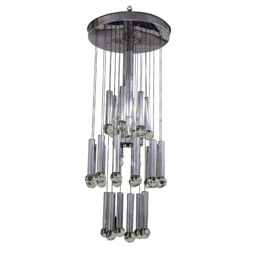 Italian Sciolari 3 Tier Mid Century Chrome & Crystal Light (1 of 7)