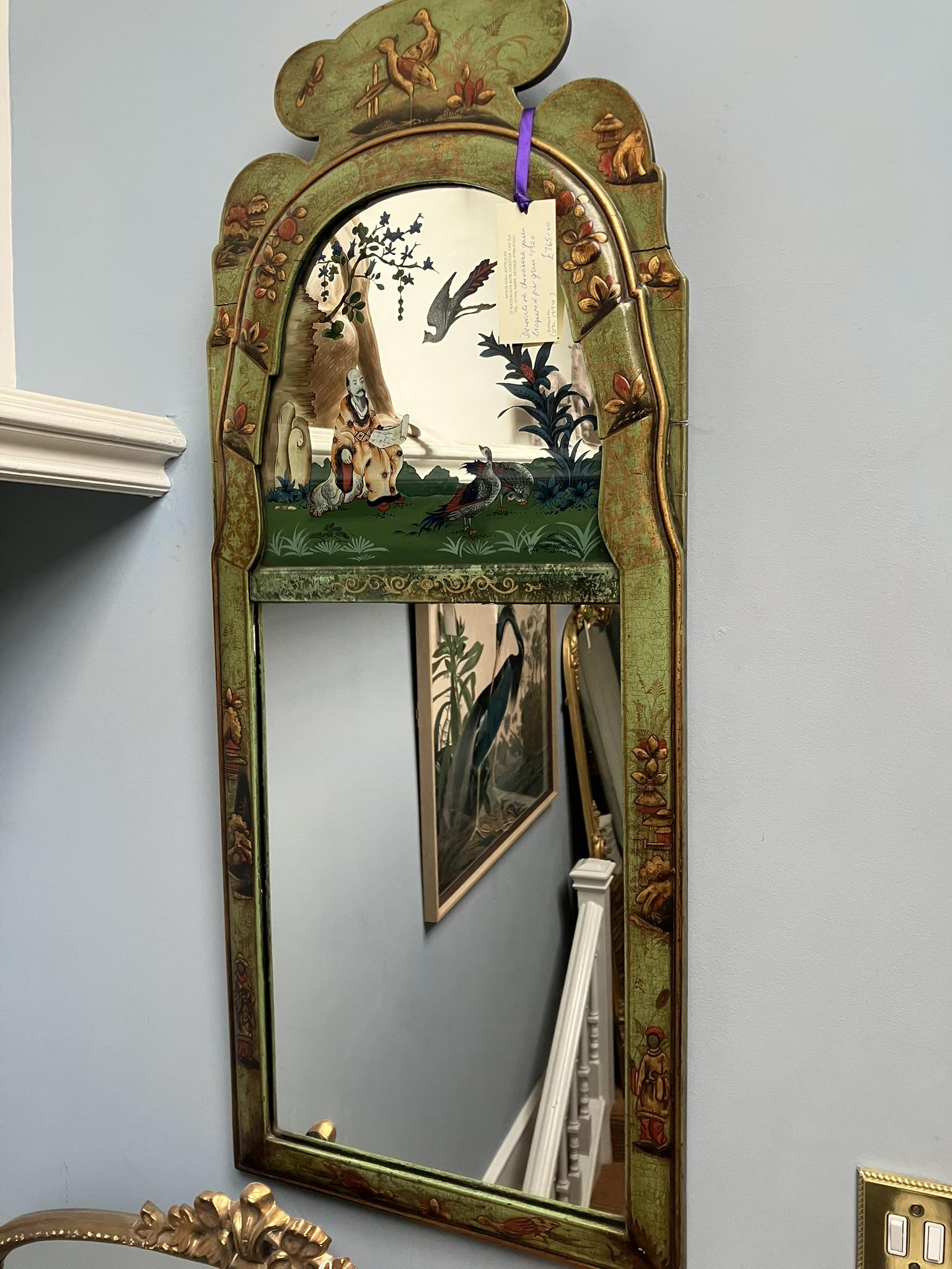 Chinoiserie Green Lacquered Pier Glass c.1920 (1 of 1)