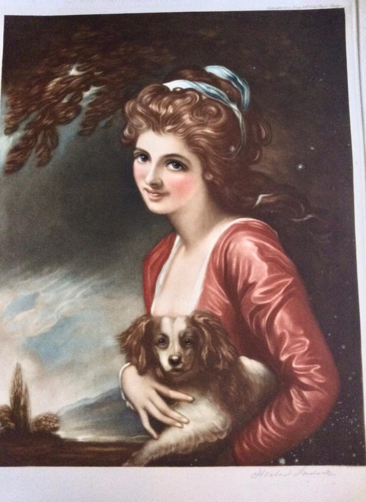 1916 Lady Hamilton Large Coloured Mezzotint Print Fine + Signature (1 of 4)