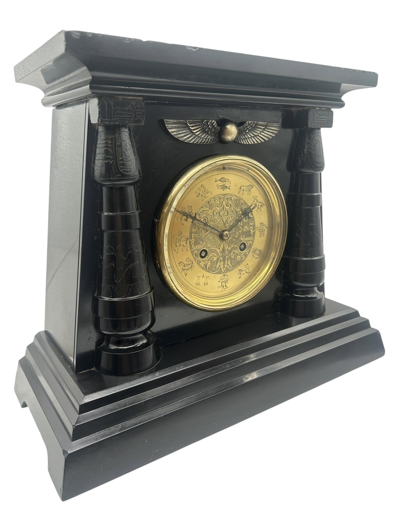 Antique Victorian Slate Mantel Clock – Egyptian Revival Zodiac & Horoscope Dial (c.1880) (1 of 12) Antique Victorian Slate Mantel Clock – Egyptian Revival Zodiac & Horoscope Dial (c.1880) (1 of 12)