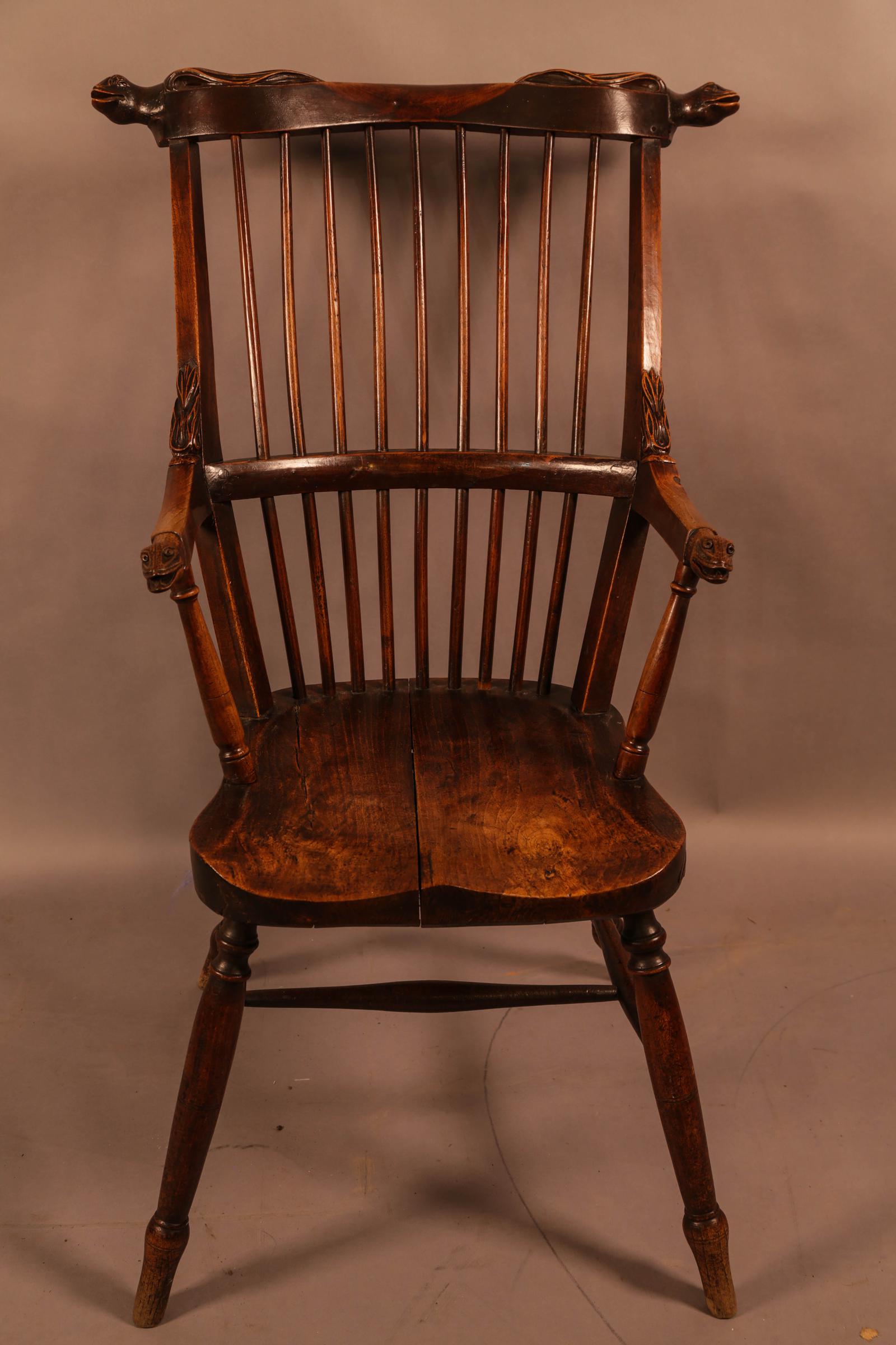 Possibly Unique Windsor Chair Snake Head Carvings (1 of 19)