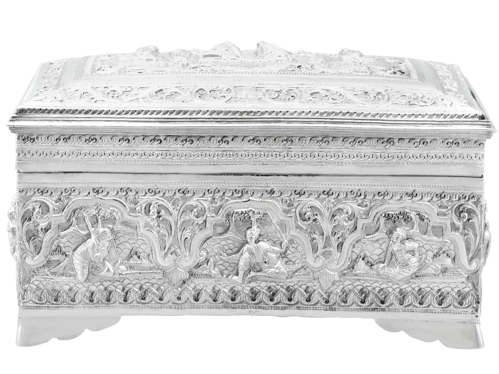 Antique Burmese Silver Box c.1890 (1 of 13)