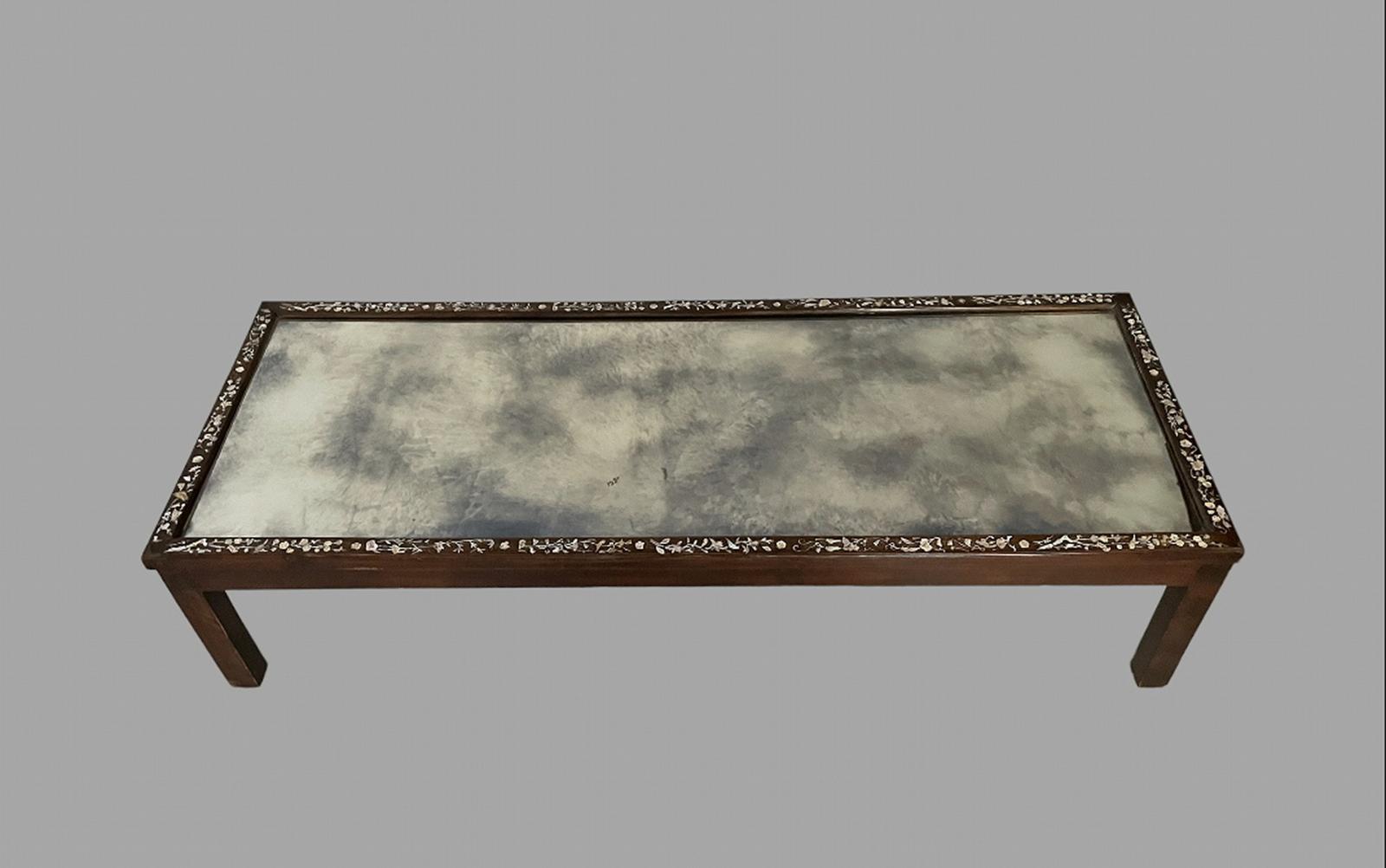 Chinese Antique Mirrored Glass Coffee Table (1 of 3) Chinese Antique Mirrored Glass Coffee Table (1 of 3)