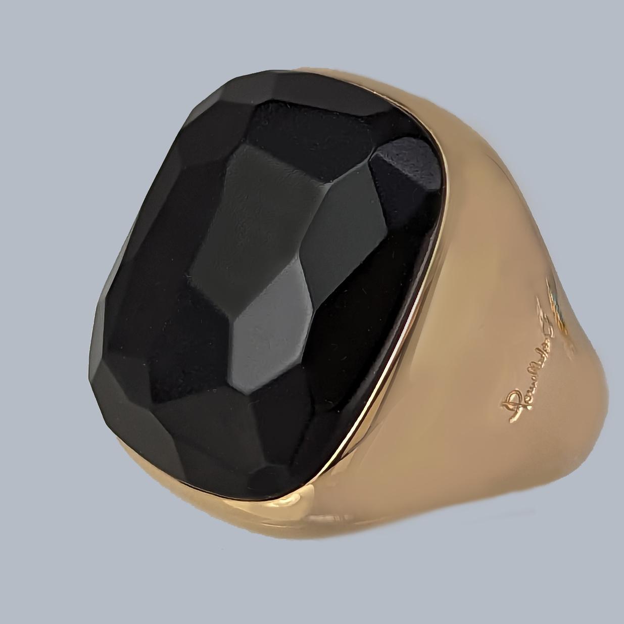 Pomellato ‘victoria’ Ring 18ct Gold Faceted Jet Italian Designer Statement Ring (1 of 10)