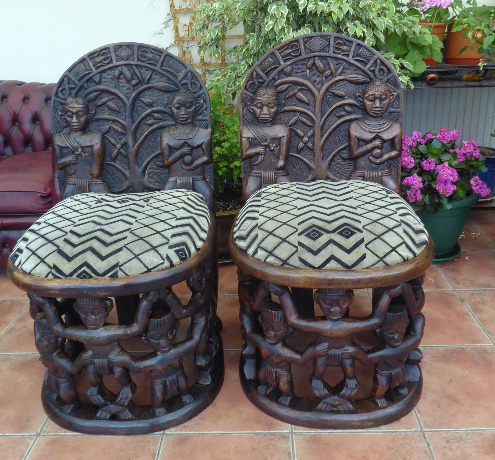 Pair of African Tribal Chairs 1930s-1950s (1 of 15)