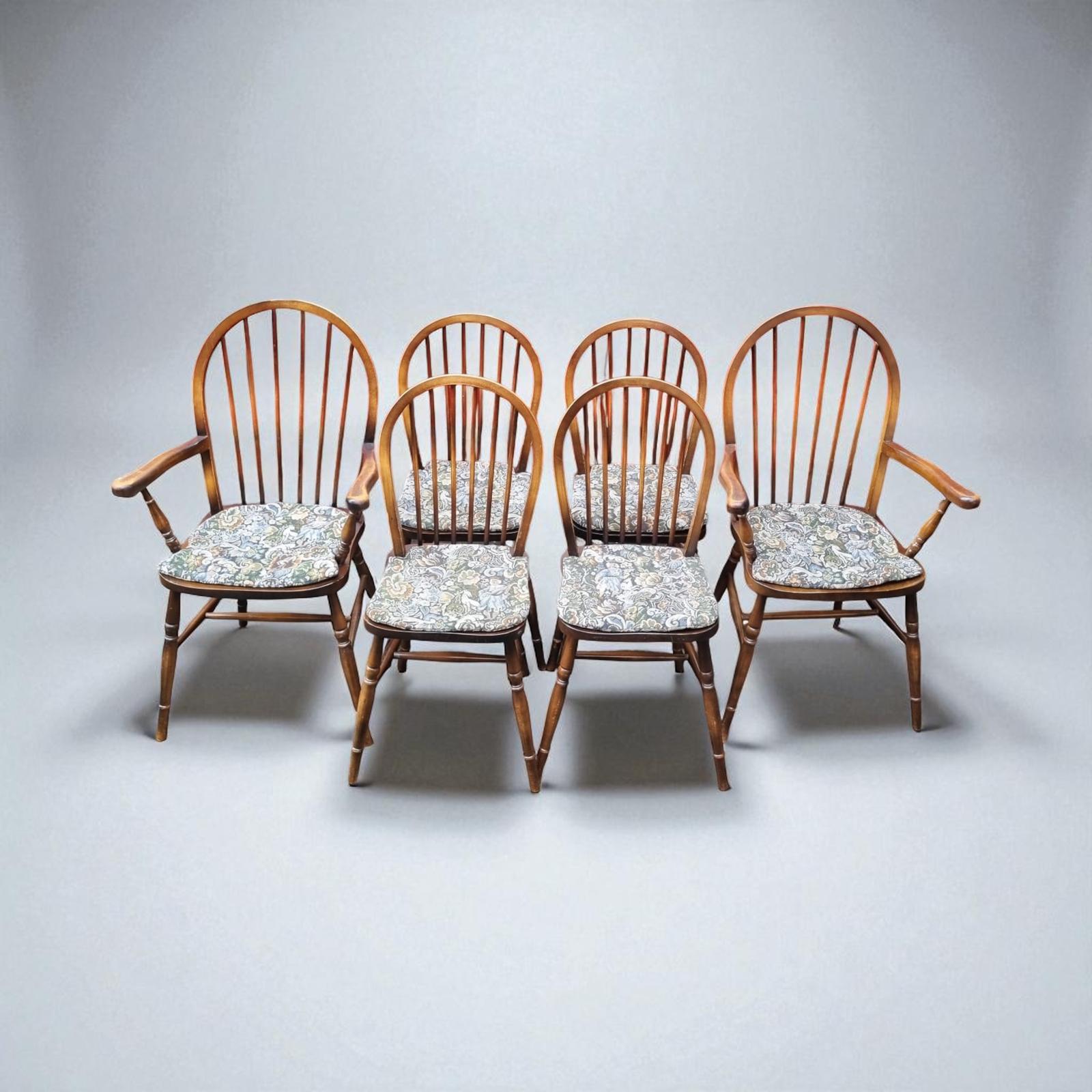 Vintage Windsor Dining Chairs / Elm & Beech / Set of 6 c.1970 (1 of 8)