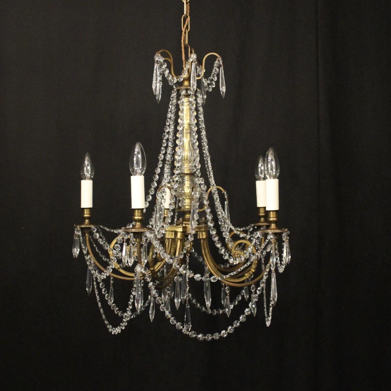 French Gilded & Crystal 5 Light Chandelier (1 of 10) French Gilded & Crystal 5 Light Chandelier (1 of 10)