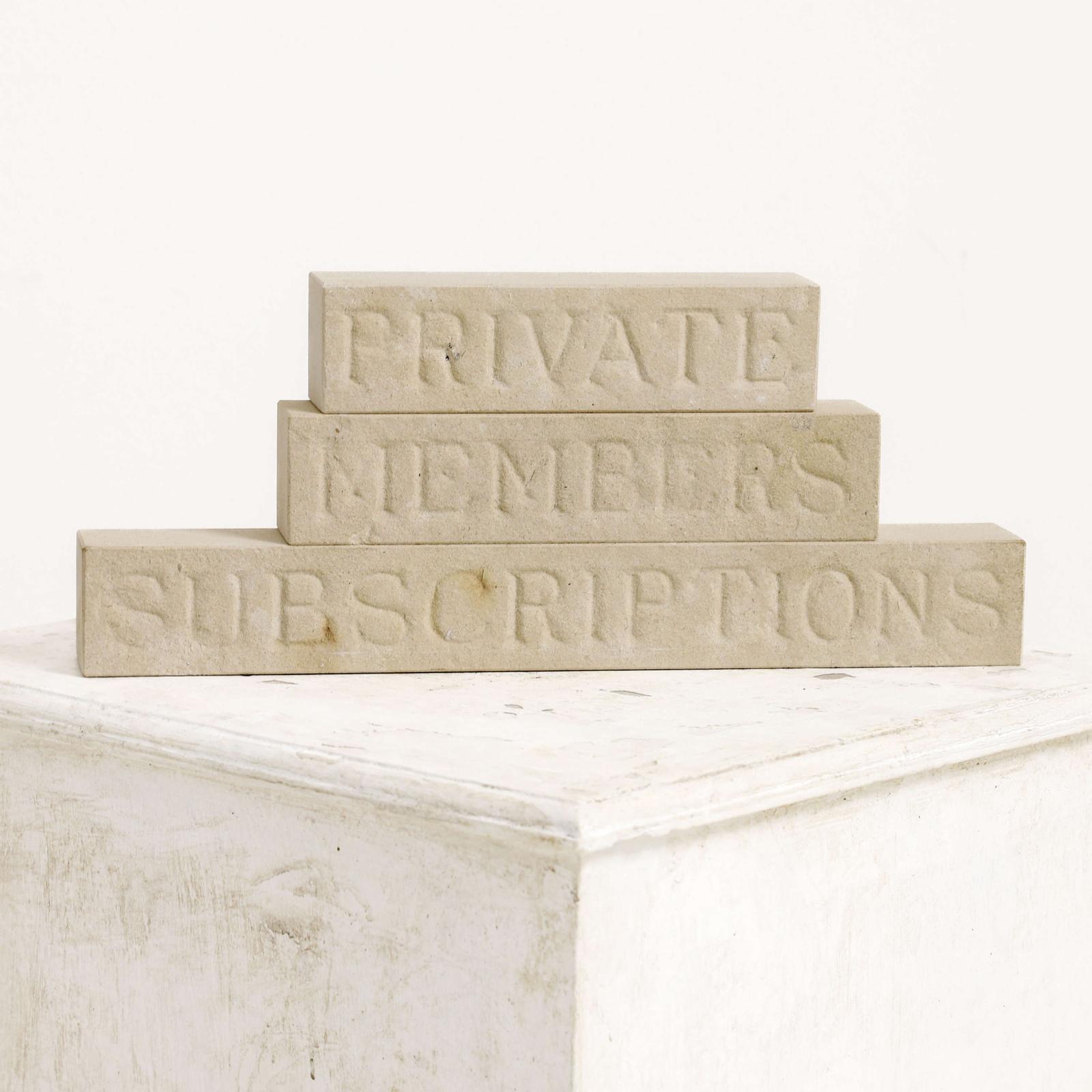 3 x Blocks with Words Private Members Subscription Carved Bath Stone (1 of 3)