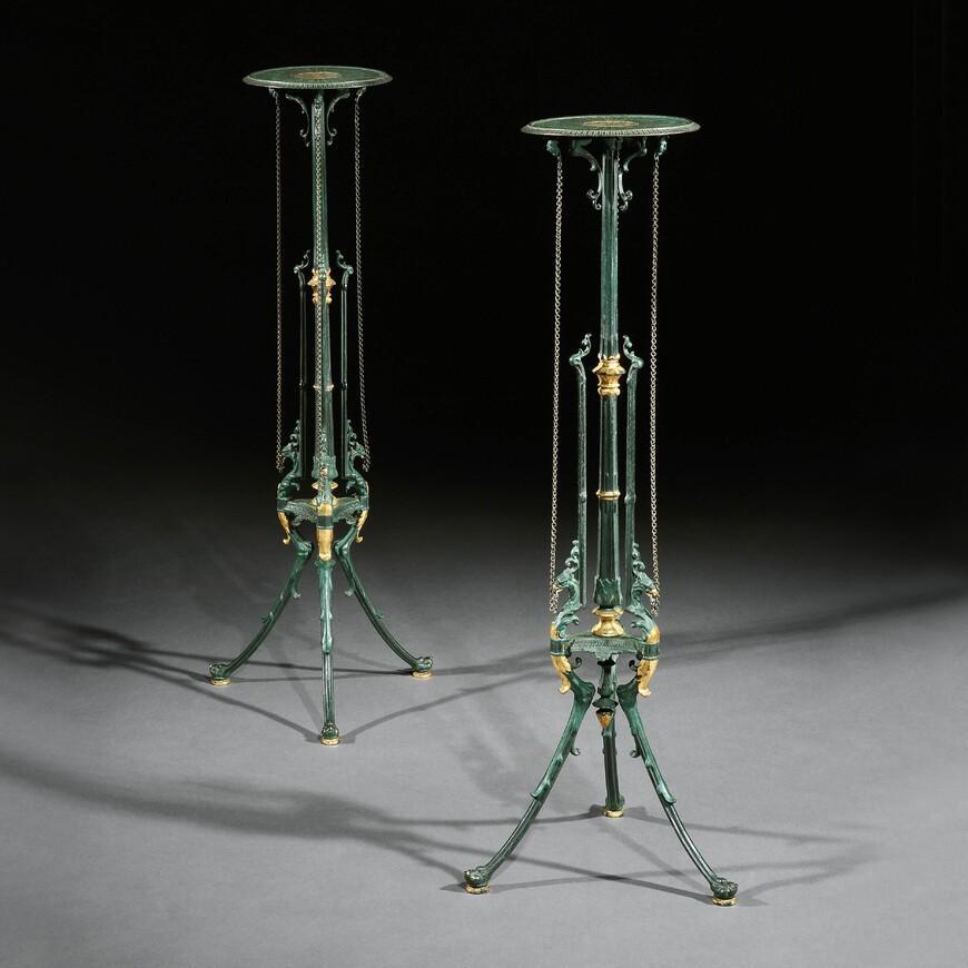 Decorative Pair of 19th Century German Painted Cast Iron Stands by Zimmermann (1 of 6) Decorative Pair of 19th Century German Painted Cast Iron Stands by Zimmermann (1 of 6)
