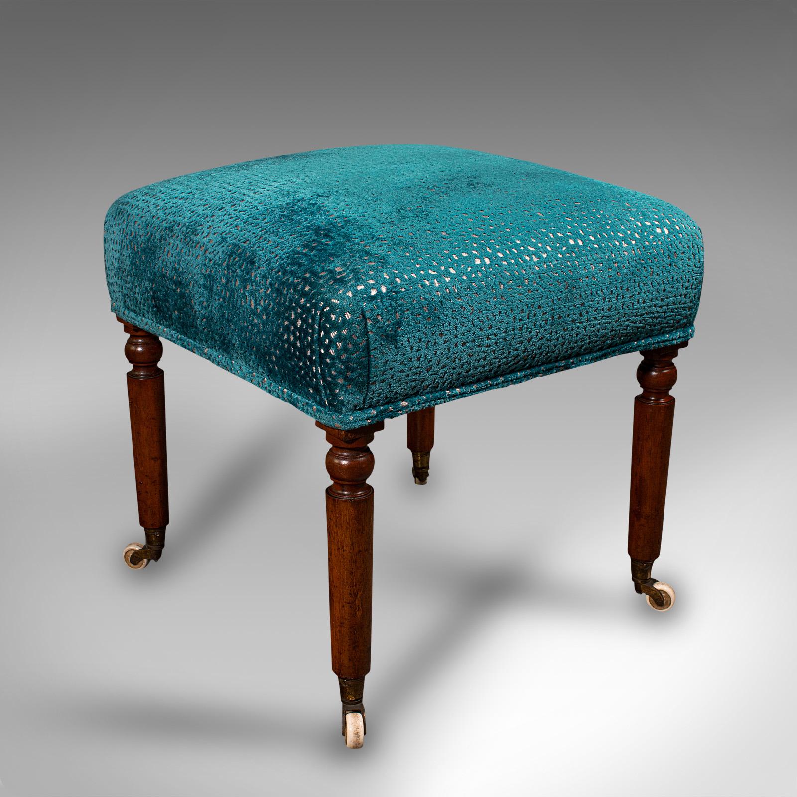 Antique Dressing Stool, English, Chenille Upholstery, Footstool, Regency c.1820 (1 of 8)