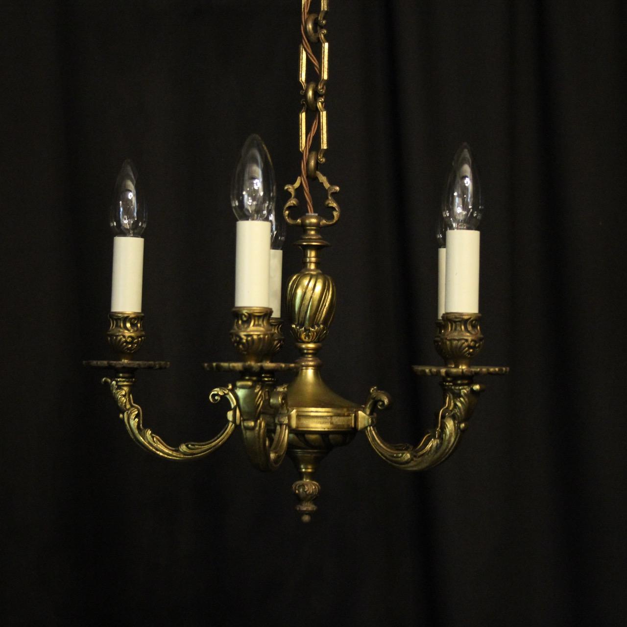 French Gilded Bronze 5 Light Antique Chandelier (1 of 10)