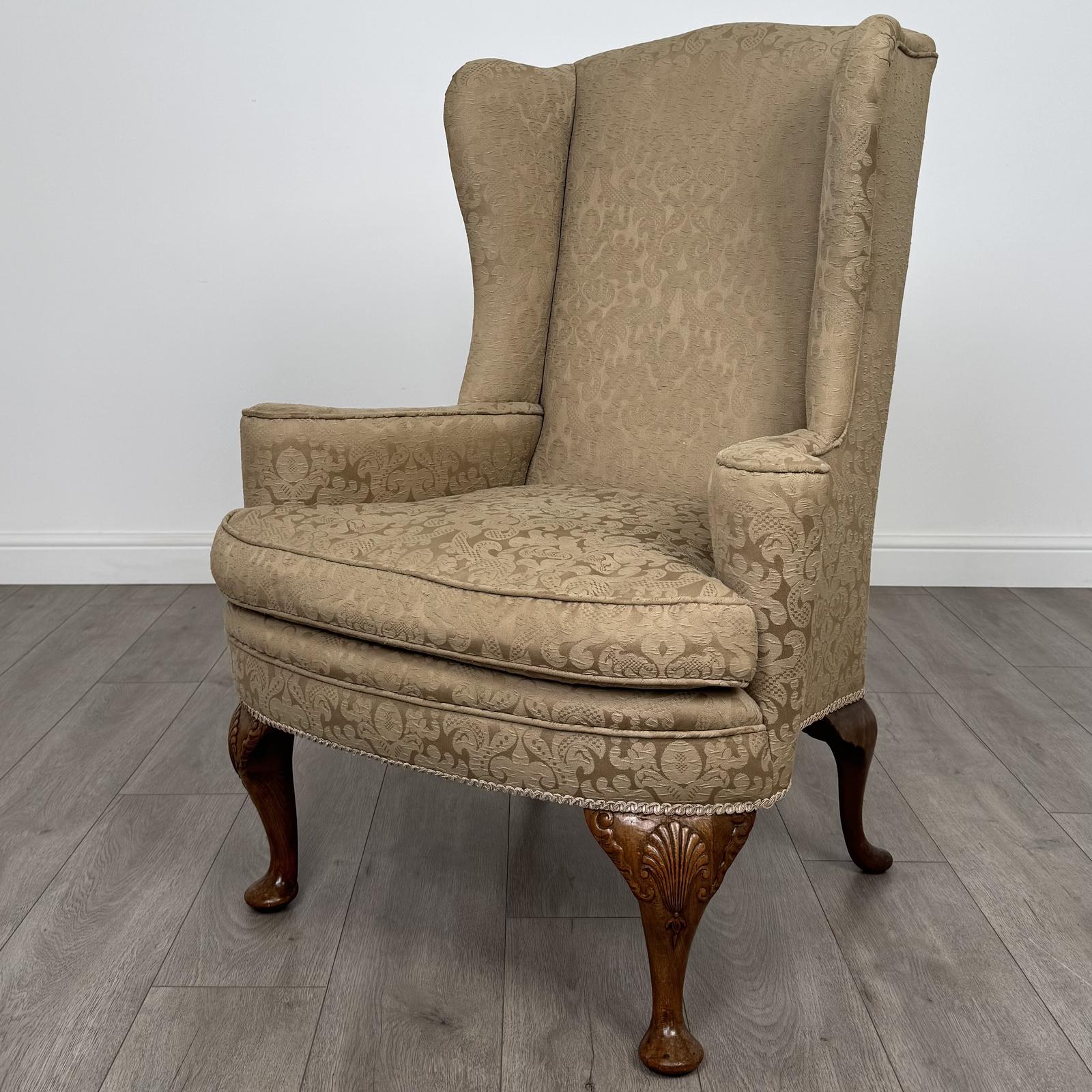 Antique 20th Century Wingback Armchair in Walnut (1 of 12)