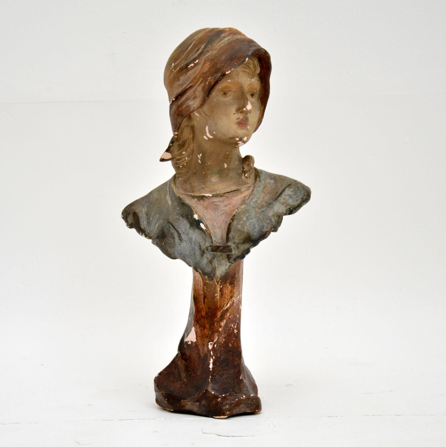 Antique Art Nouveau Plaster Bust by Hochock (1 of 10)