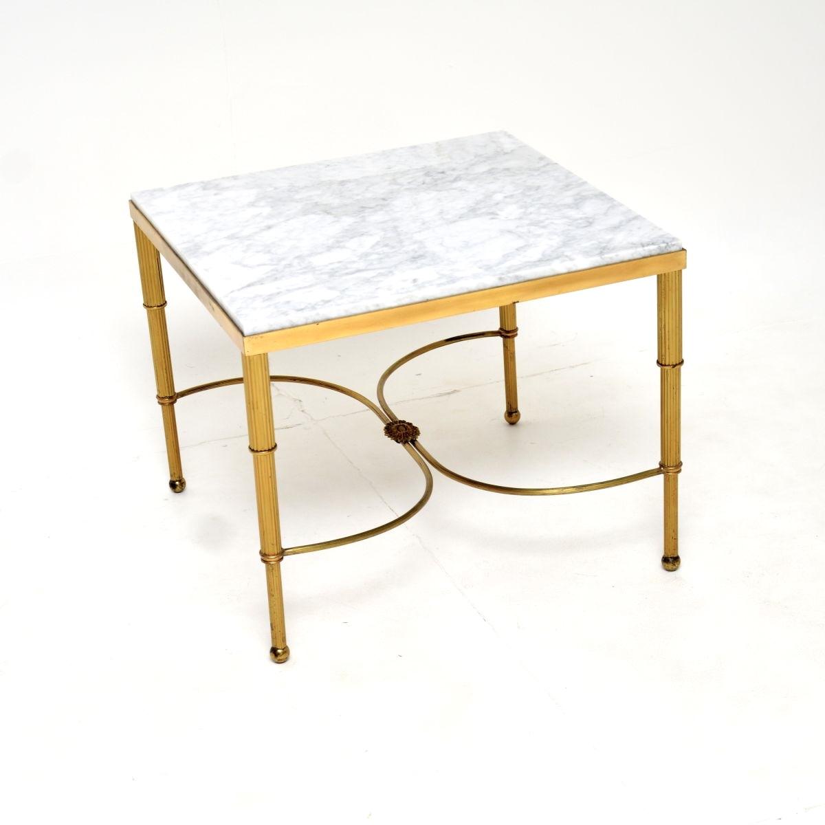 Vintage French Brass & Marble Coffee / Side Table (1 of 9)