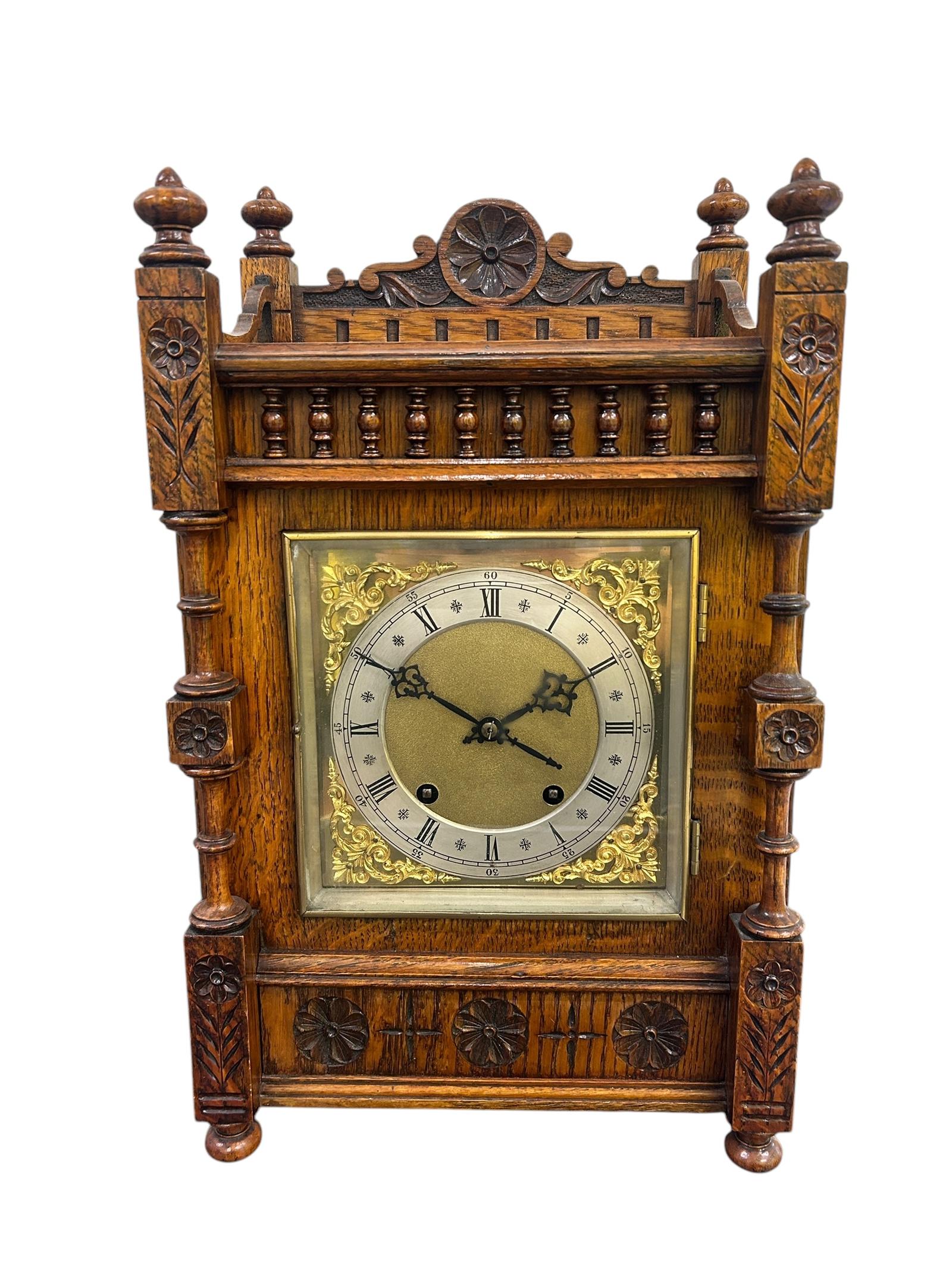 Fabulous Arts & Crafts Mahogany Mantel Clock – ca 1890 (1 of 11)