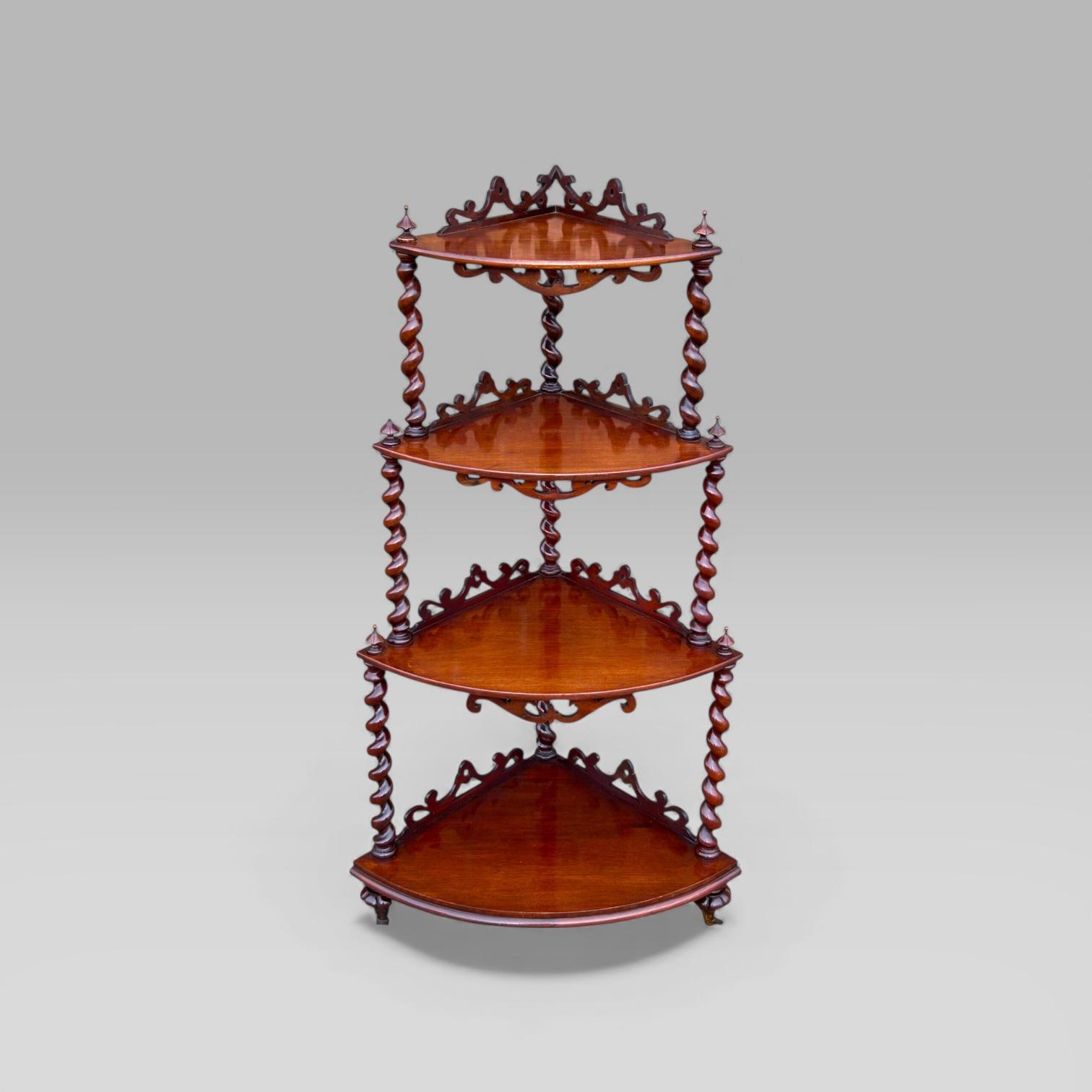 ANTIQUE VICTORIAN MAHOGANY FOUR TIER CARVED & TURNED WHATNOT SHELVES (1 of 5) ANTIQUE VICTORIAN MAHOGANY FOUR TIER CARVED & TURNED WHATNOT SHELVES (1 of 5)
