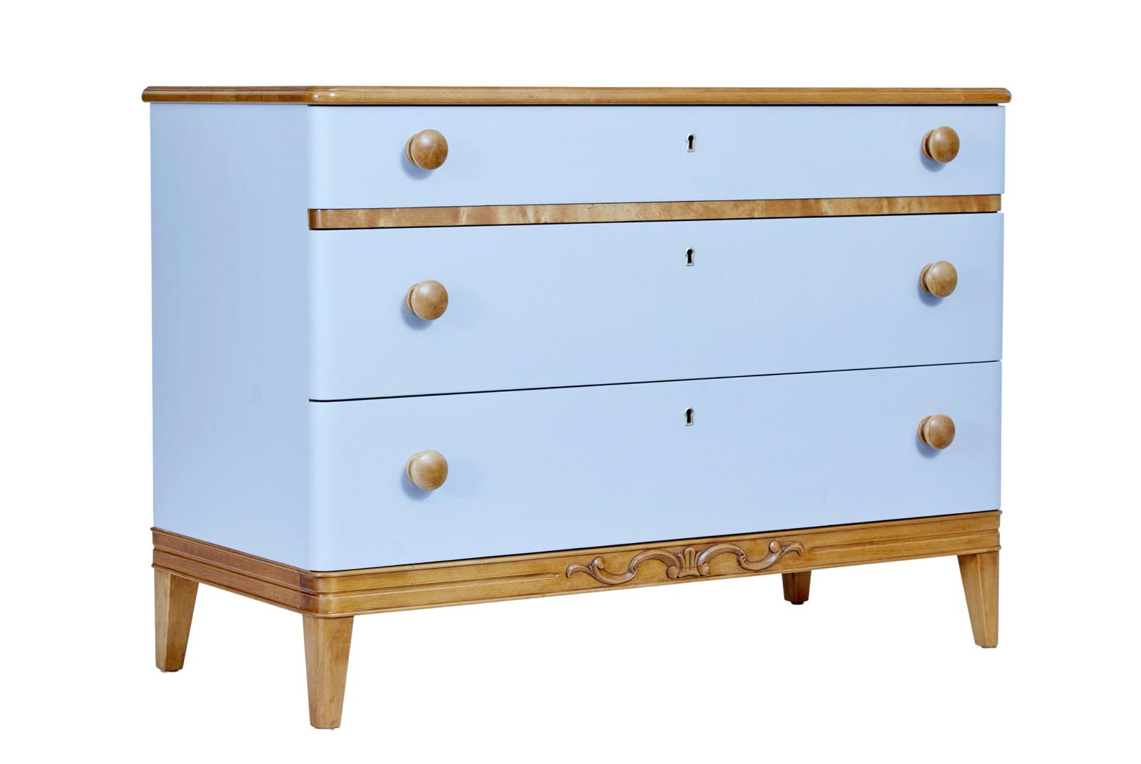 Mid-20th Century Scandinavian Painted Elm Chest of Drawers Commode (1 of 7)