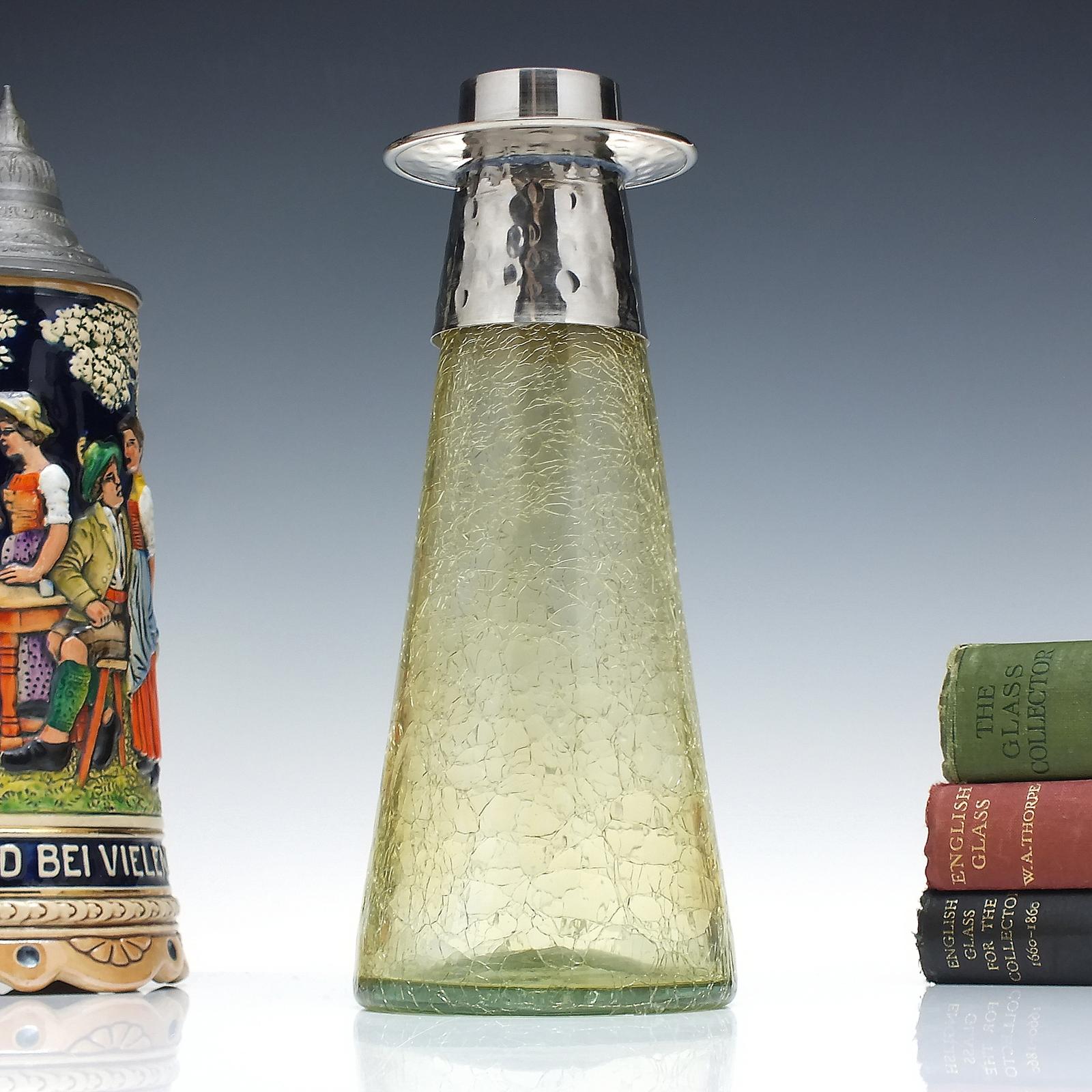 Vintage Arts & Crafts Style Crackle Glass Candlestick c.1950 (1 of 5)