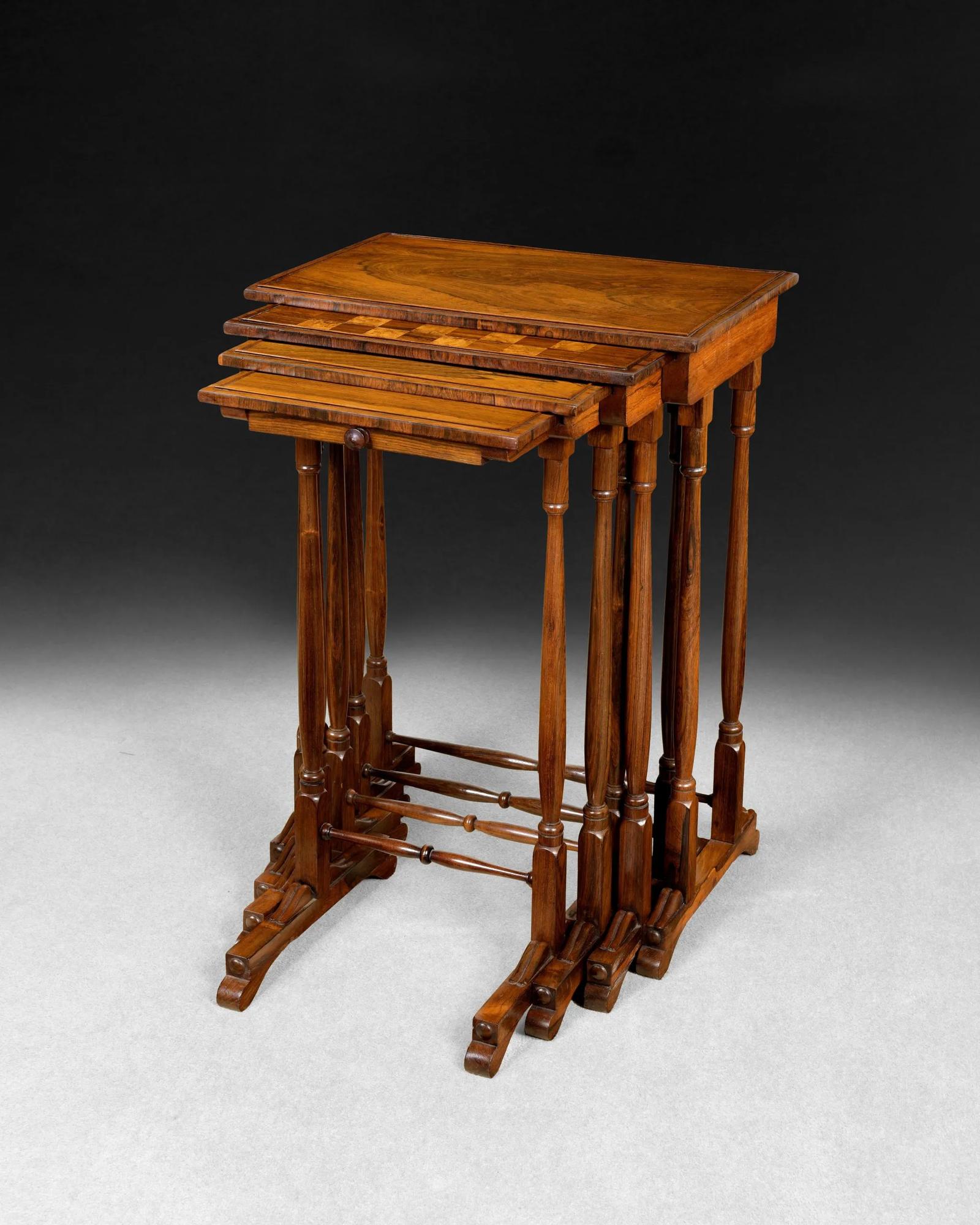Regency Rosewood Nest of Four Tables (1 of 6)