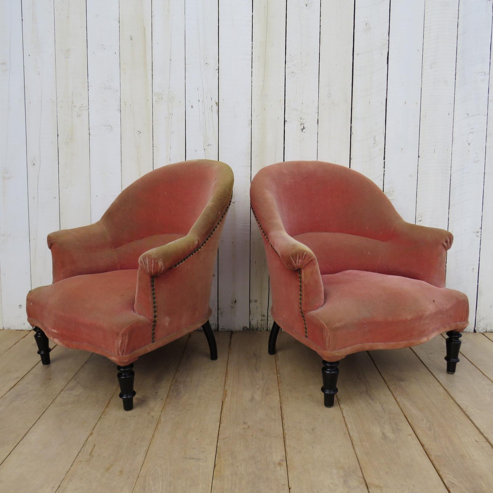 Pair of Antique Napoleon III Tub Chairs (1 of 9)