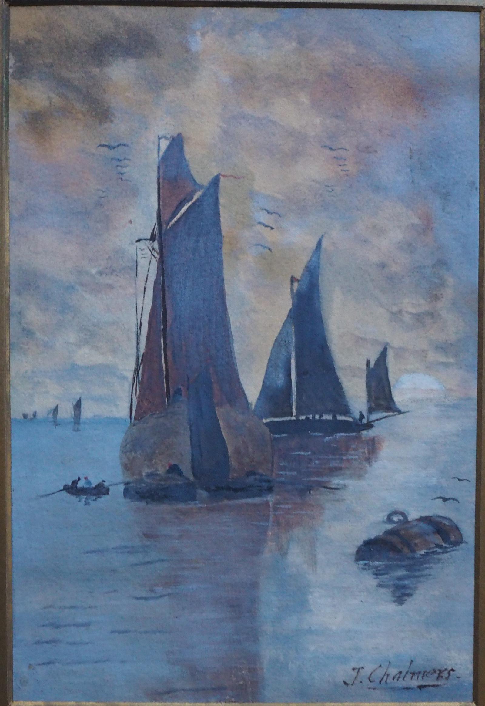 Yachts Offshore, Watercolour by J Chalmers (1 of 1)