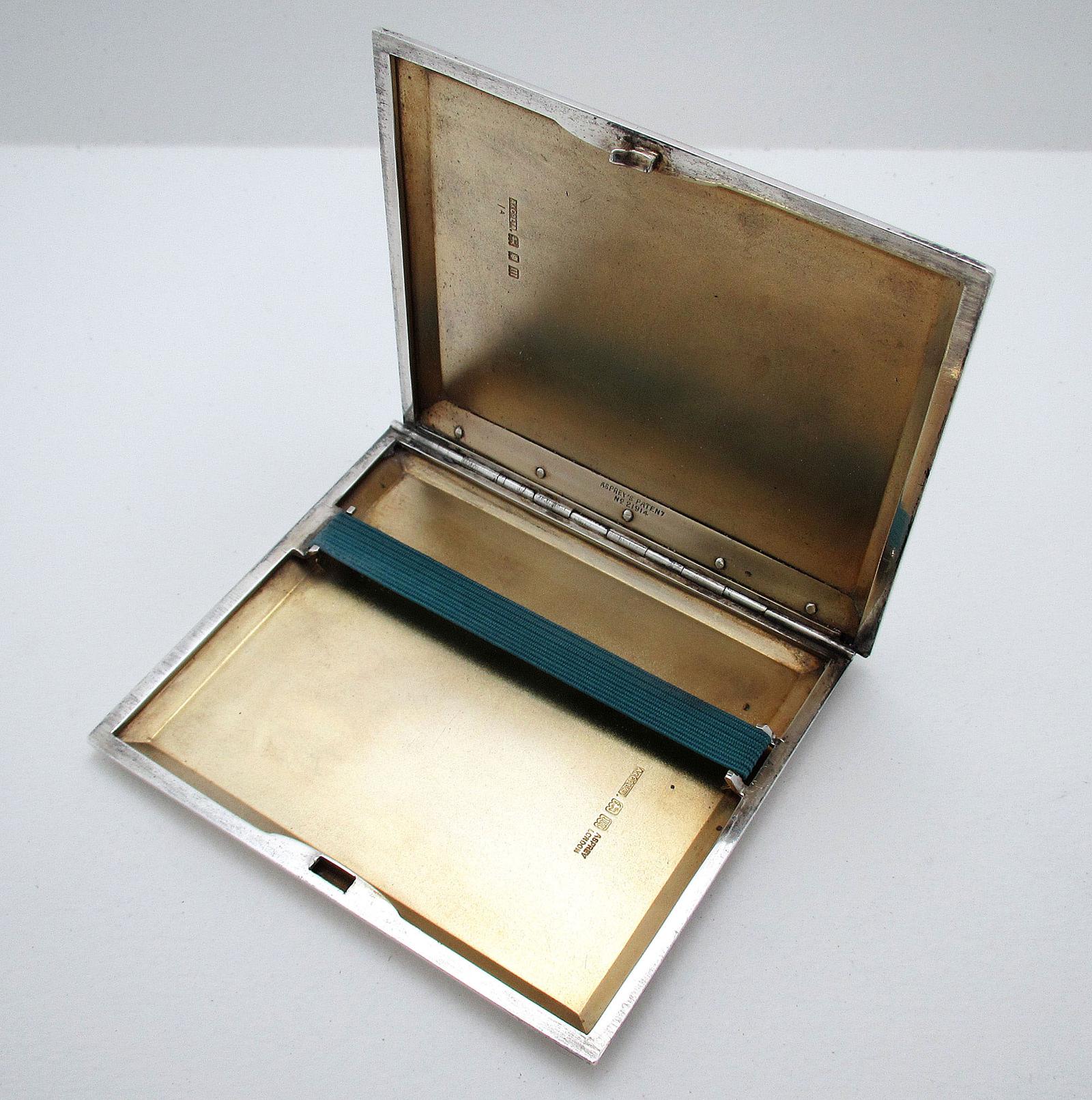 Elegant Asprey & Co Solid Sterling Silver Slide-action Sliding Cigarette Case, Art Deco (1 of 12) Elegant Asprey & Co Solid Sterling Silver Slide-action Sliding Cigarette Case, Art Deco (1 of 12)