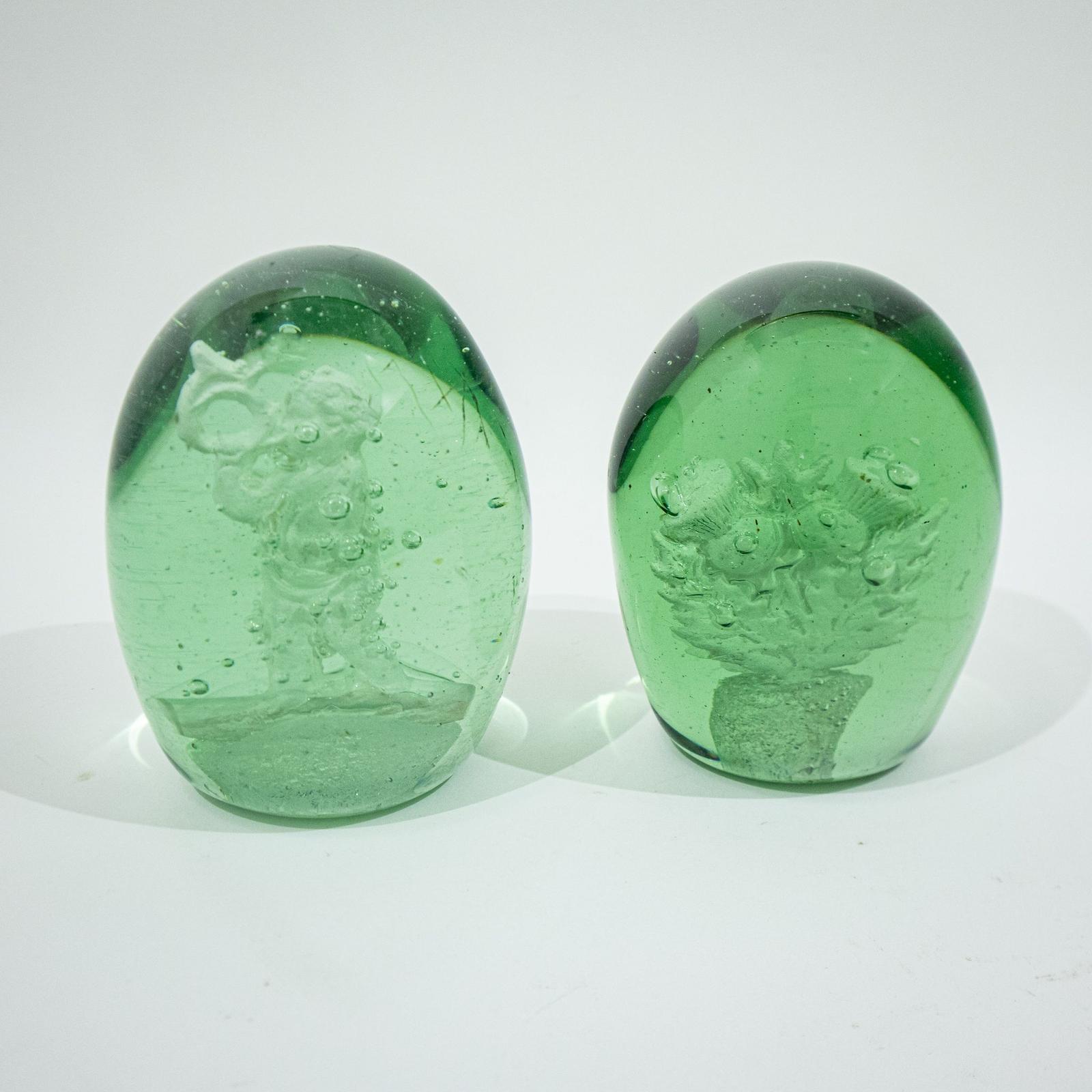 Two Green Victorian Dump Paperweights (1 of 9)