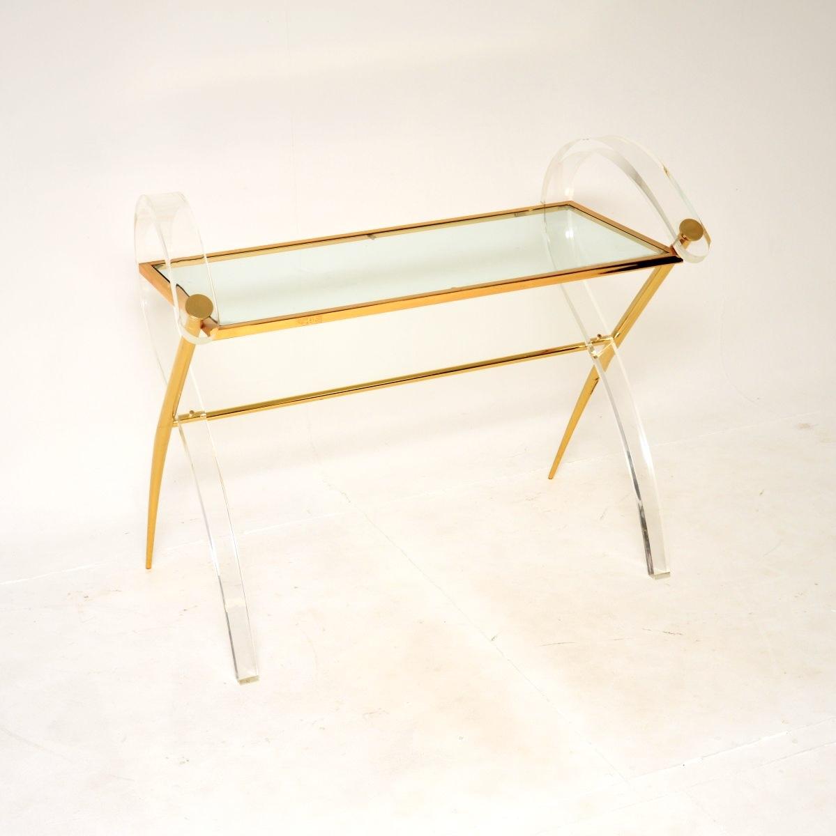 Vintage Italian Lucite and Gold Finish Console Table (1 of 10)