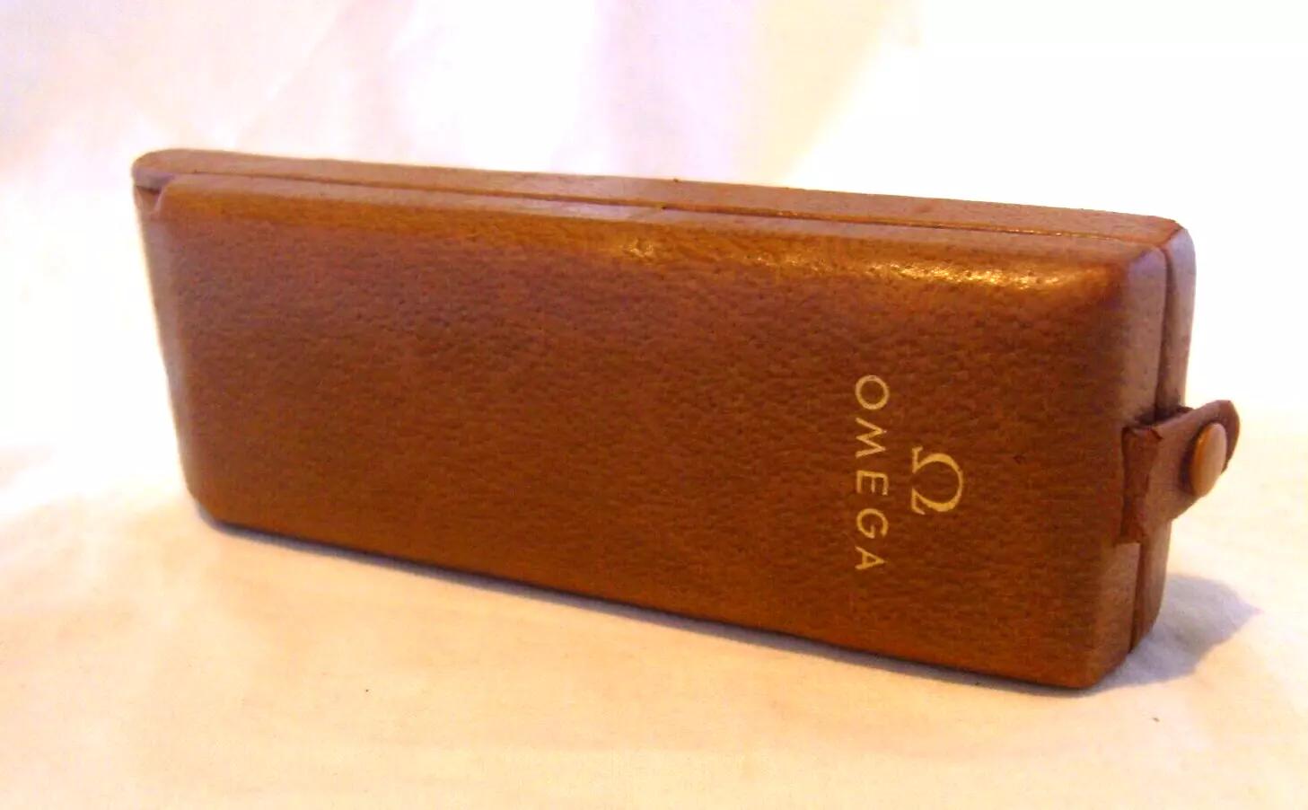 Omega Wrist Watch Box Gents Brown Pigskin Display Presentation 1940s Coffin Box (1 of 20)