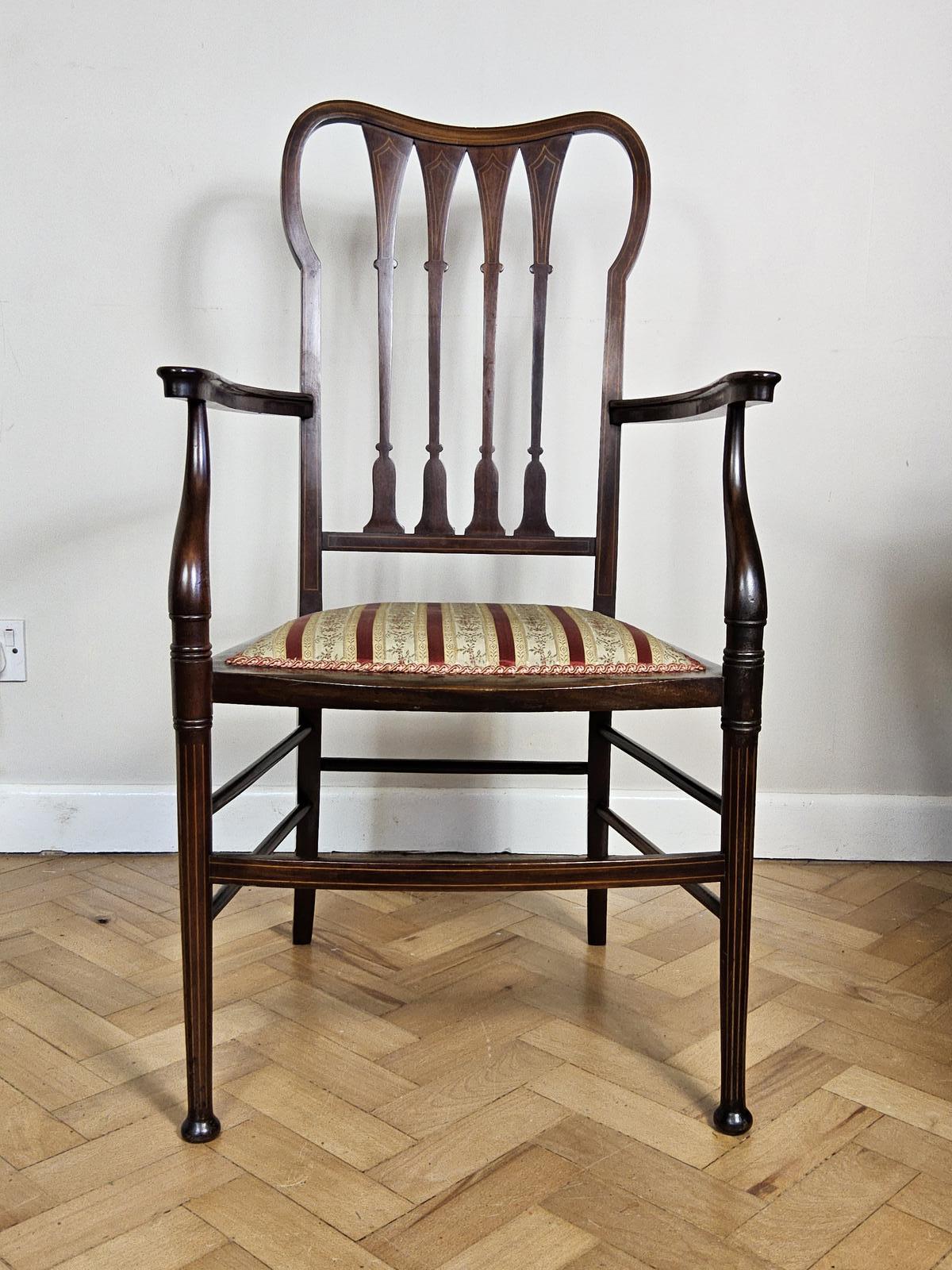 Edwardian Inlaid Mahogany Elboe Chair (1 of 9)