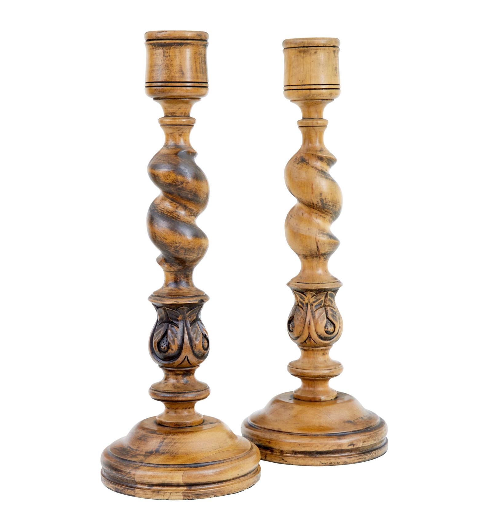 Pair of Large Early 20th Century Candlesticks (1 of 6)