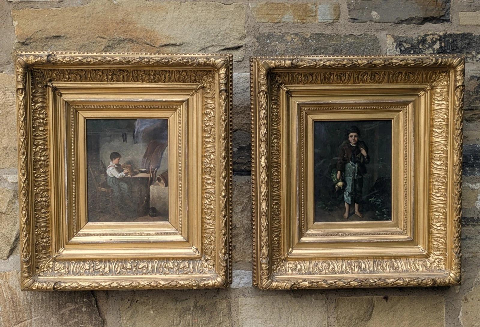 Pair of Antique Oil Paintings Young Boys (1 of 10) Pair of Antique Oil Paintings Young Boys (1 of 10)
