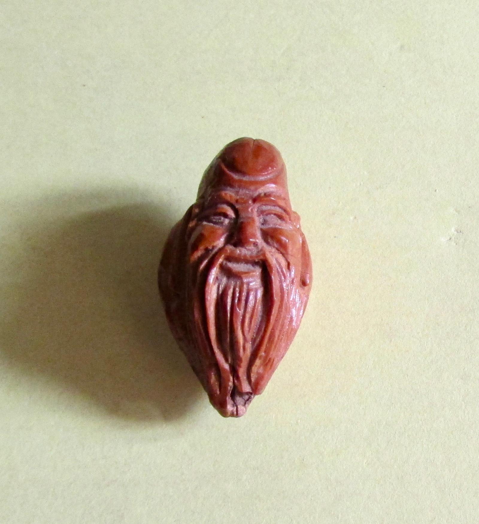 Miniature Nut Carving of Asian Gentleman c.1920 (1 of 3)