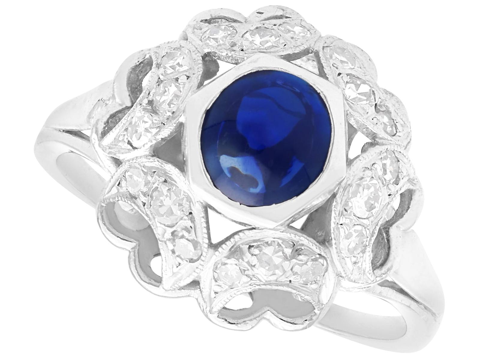 Antique 0.78ct Sapphire & 0.29ct Diamond, Platinum Ring c.1925 (1 of 9)