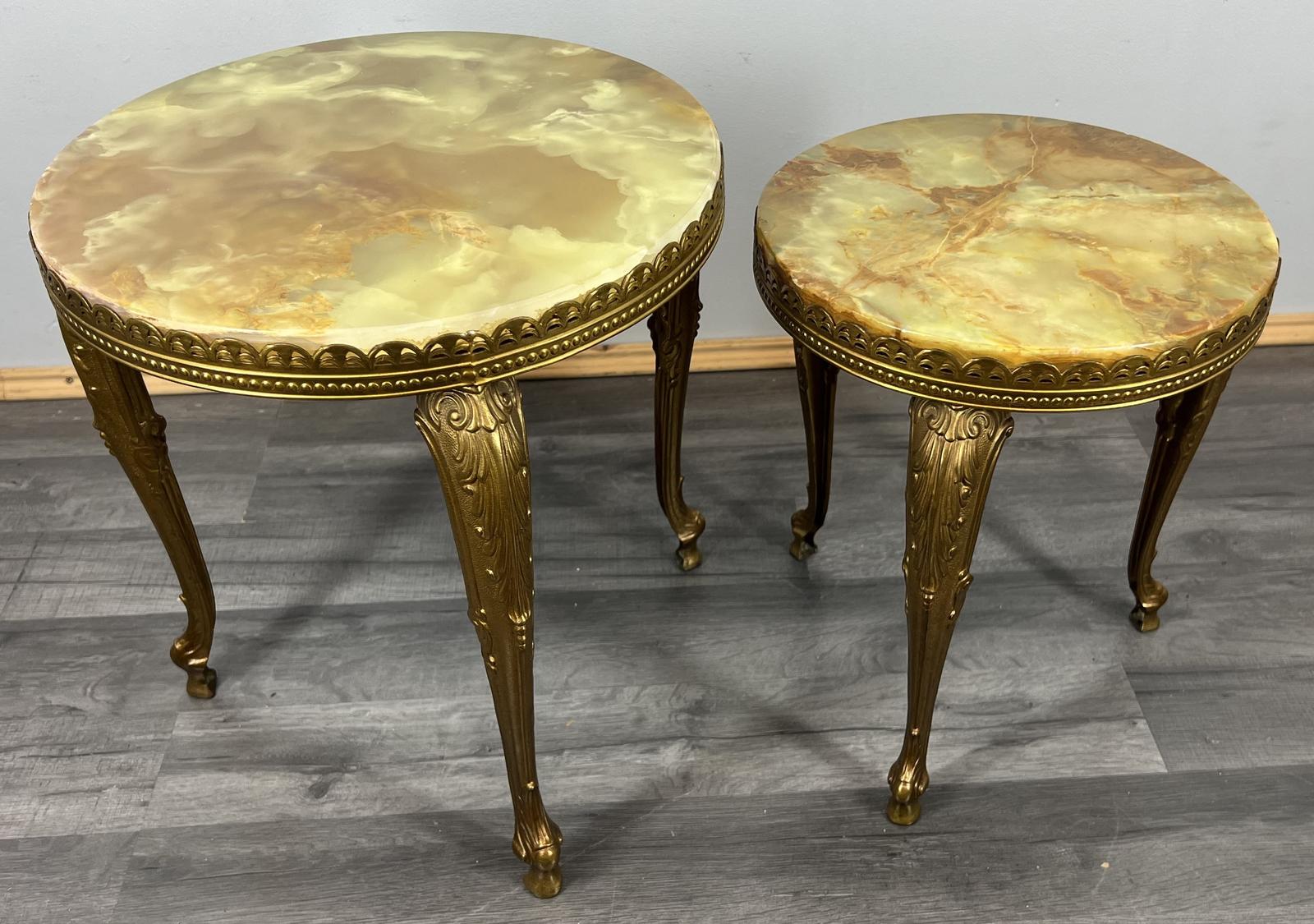 Side Tables Pair Vintage French Marble Top Gilt Metal Legs (1 of 18) Side Tables Pair Vintage French Marble Top Gilt Metal Legs (1 of 18)