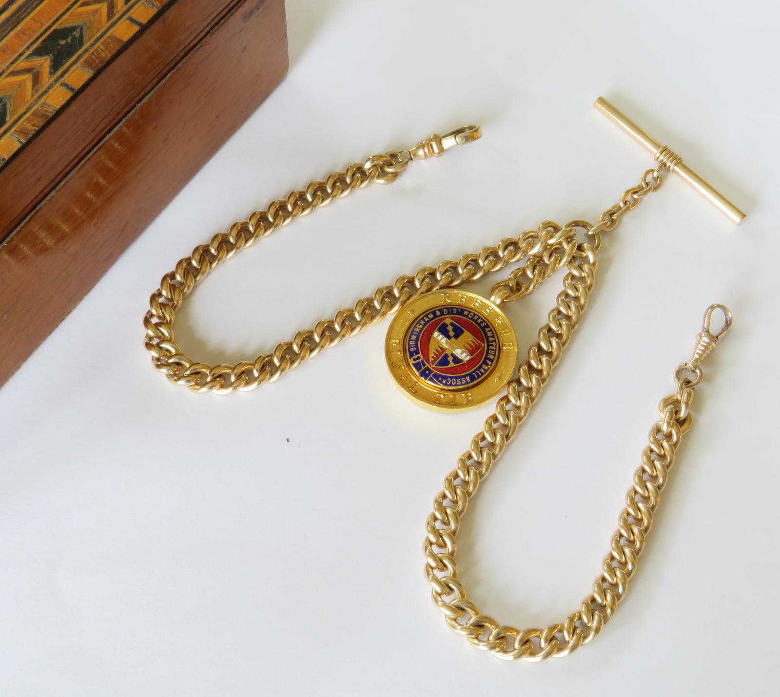 Antique Gold Filled Double Watch Chain & Later Fob (1 of 3)
