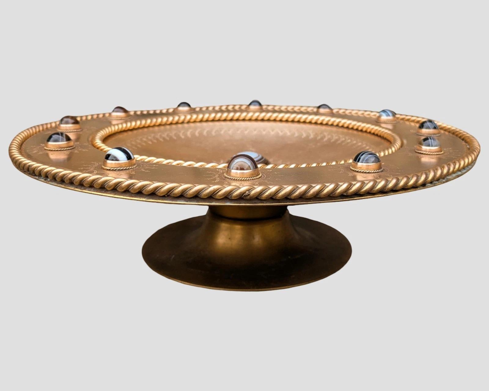 Beautiful Gothic Brass & Agate Charger Dish (1 of 7) Beautiful Gothic Brass & Agate Charger Dish (1 of 7)