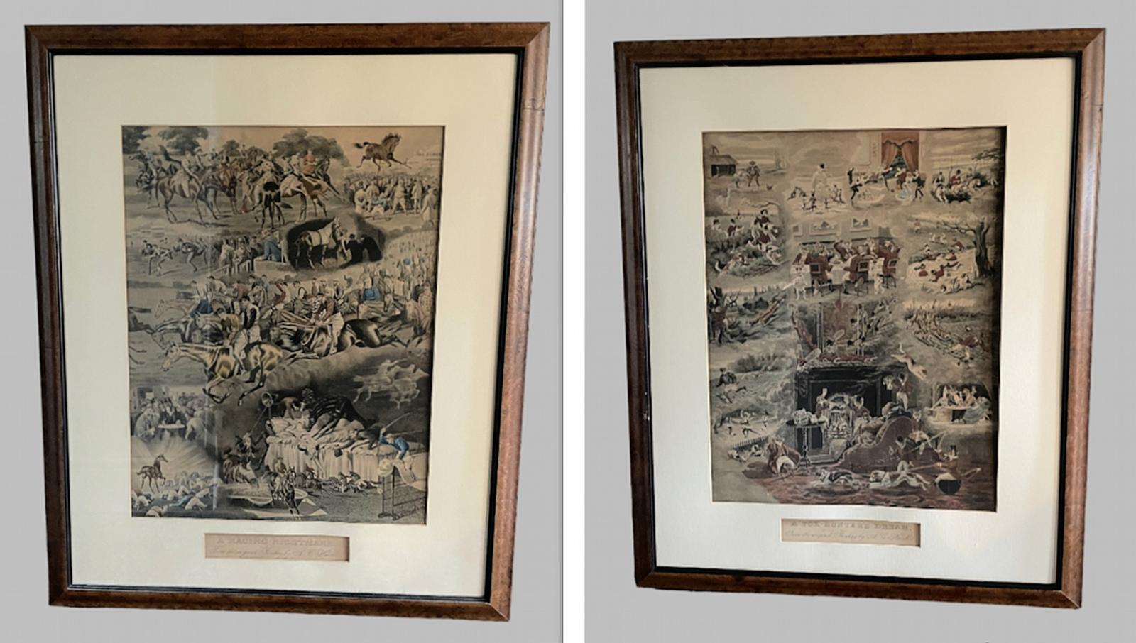 Pair of Lithographs A C Havell 'Foxhunters Dream' & 'Racing Nightmare' (1 of 15)