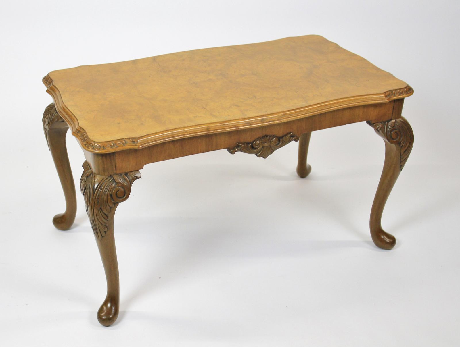 Burr Walnut & Carved Coffee Table c.1930 (1 of 8)